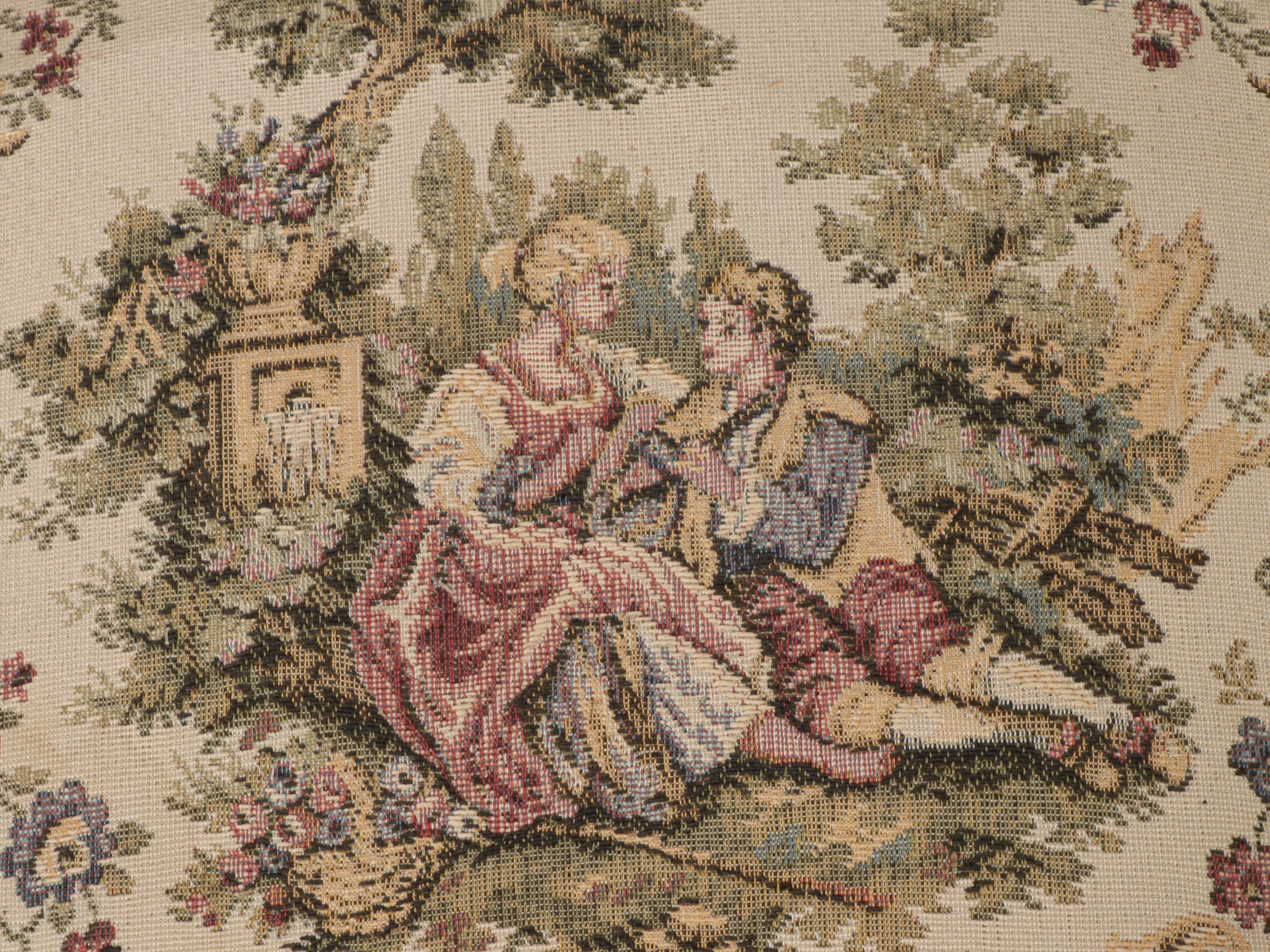 Pair of Victorian Style Carved Walnut Balloon Back Chairs with Needlepoint Seats