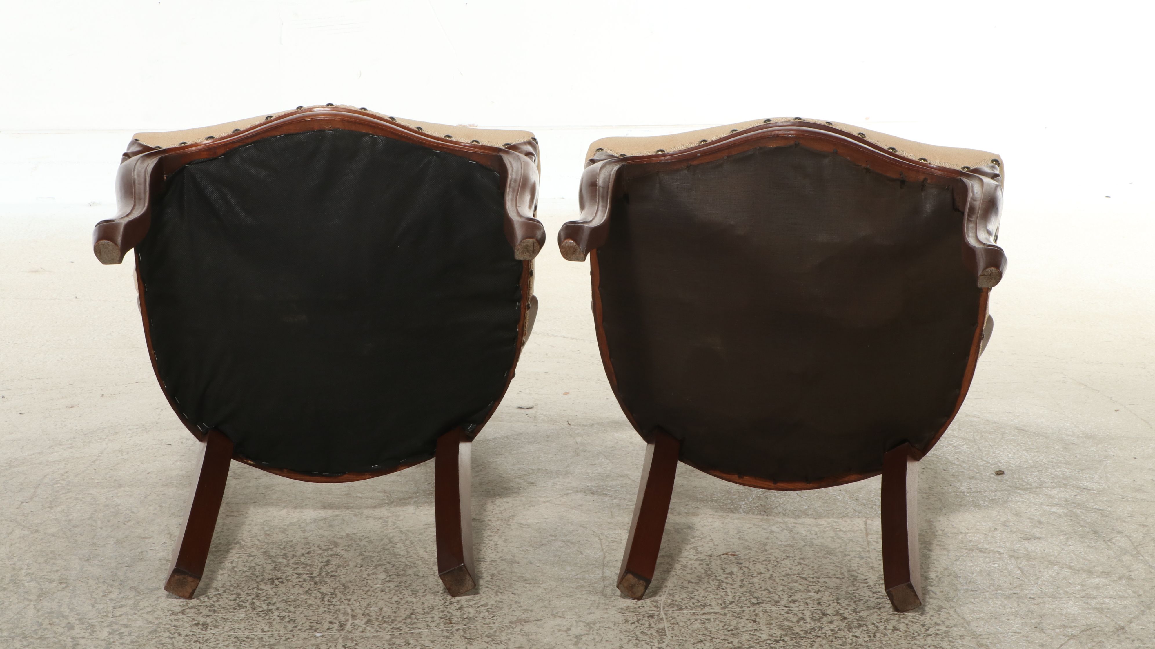 Pair of Victorian Style Carved Walnut Balloon Back Chairs with Needlepoint Seats