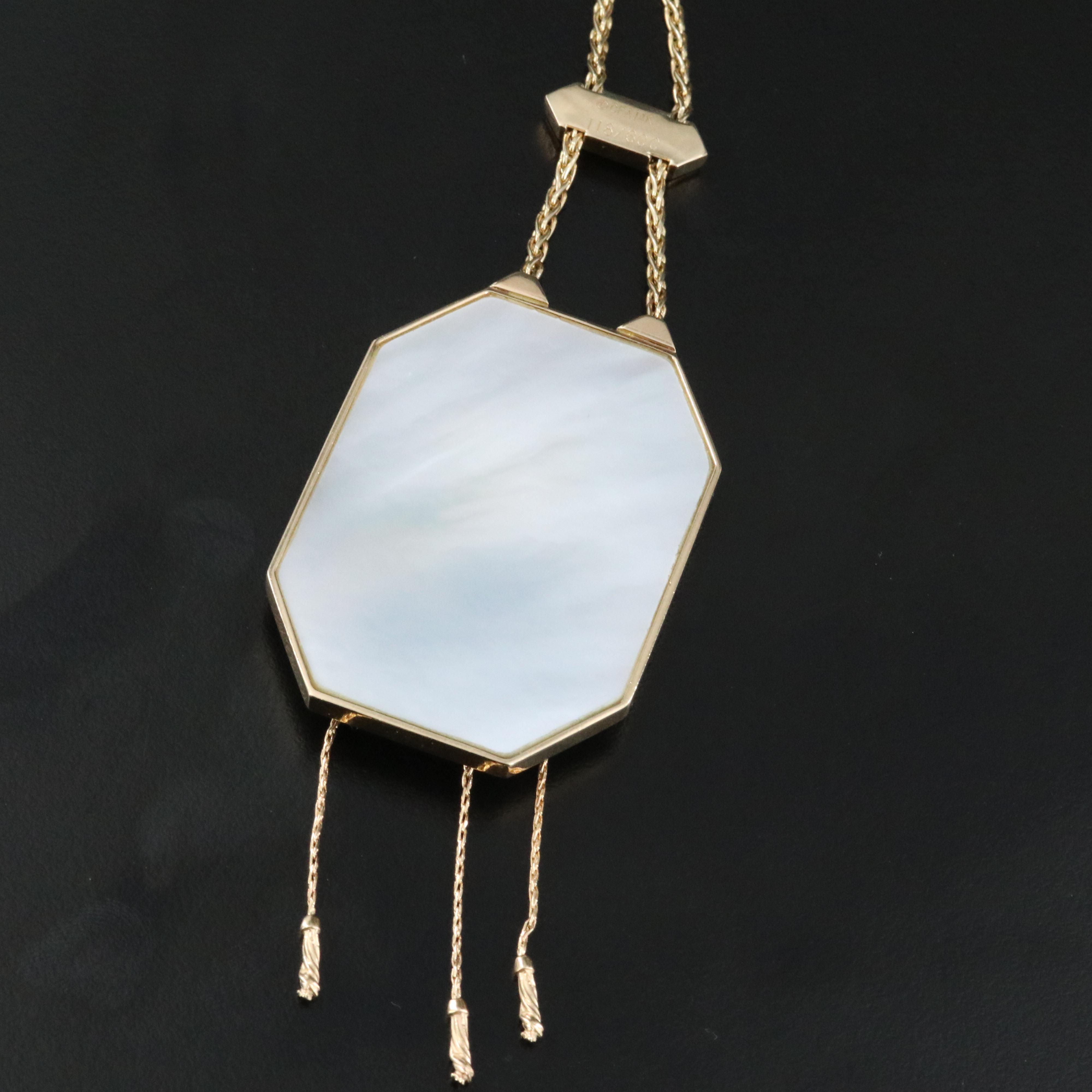 Erté by Circle of Fine Arts 14K Mother-of-Pearl, Black Onyx and Diamond Necklace