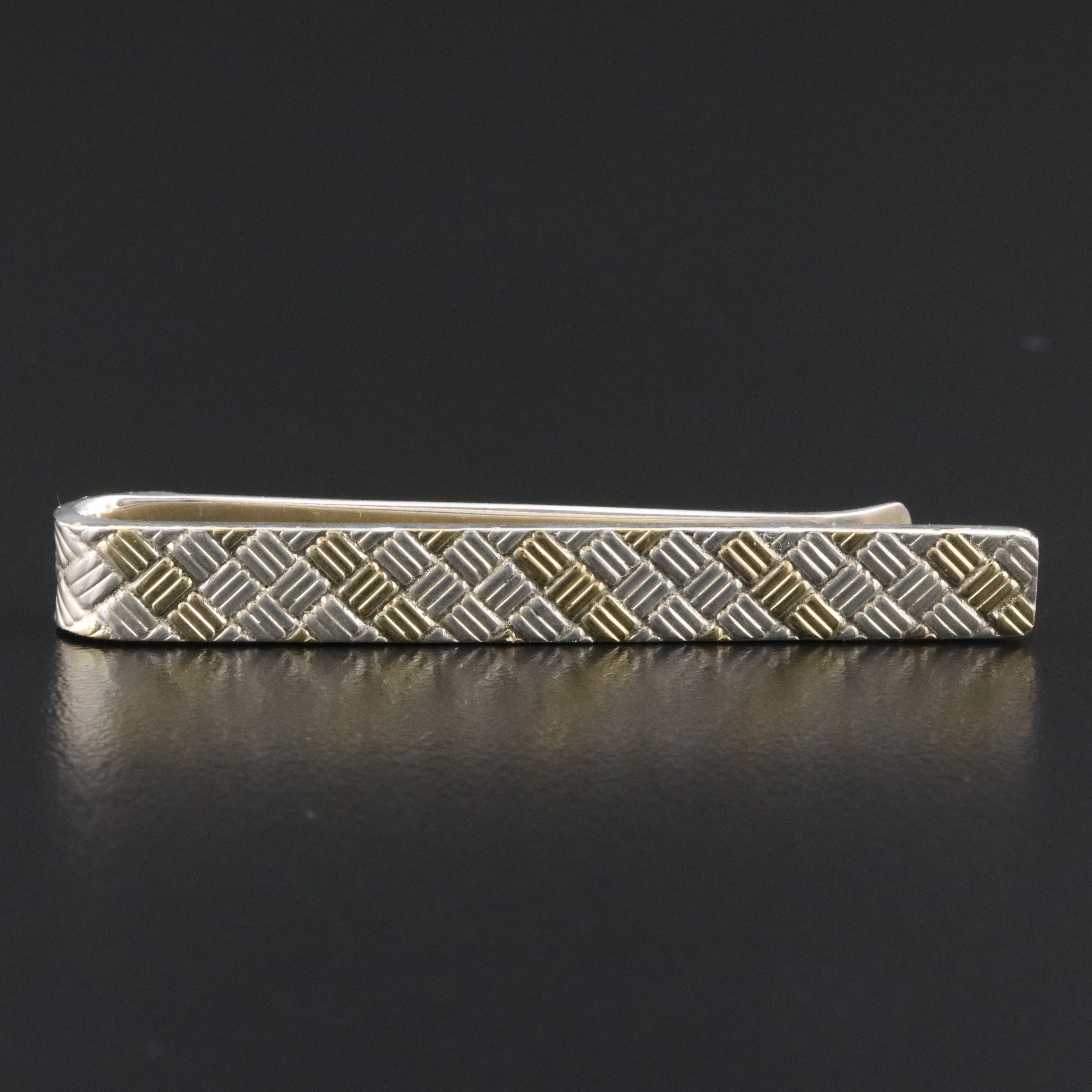 Tiffany & Co. 18K and Sterling Silver Basket Weave Tie Bar