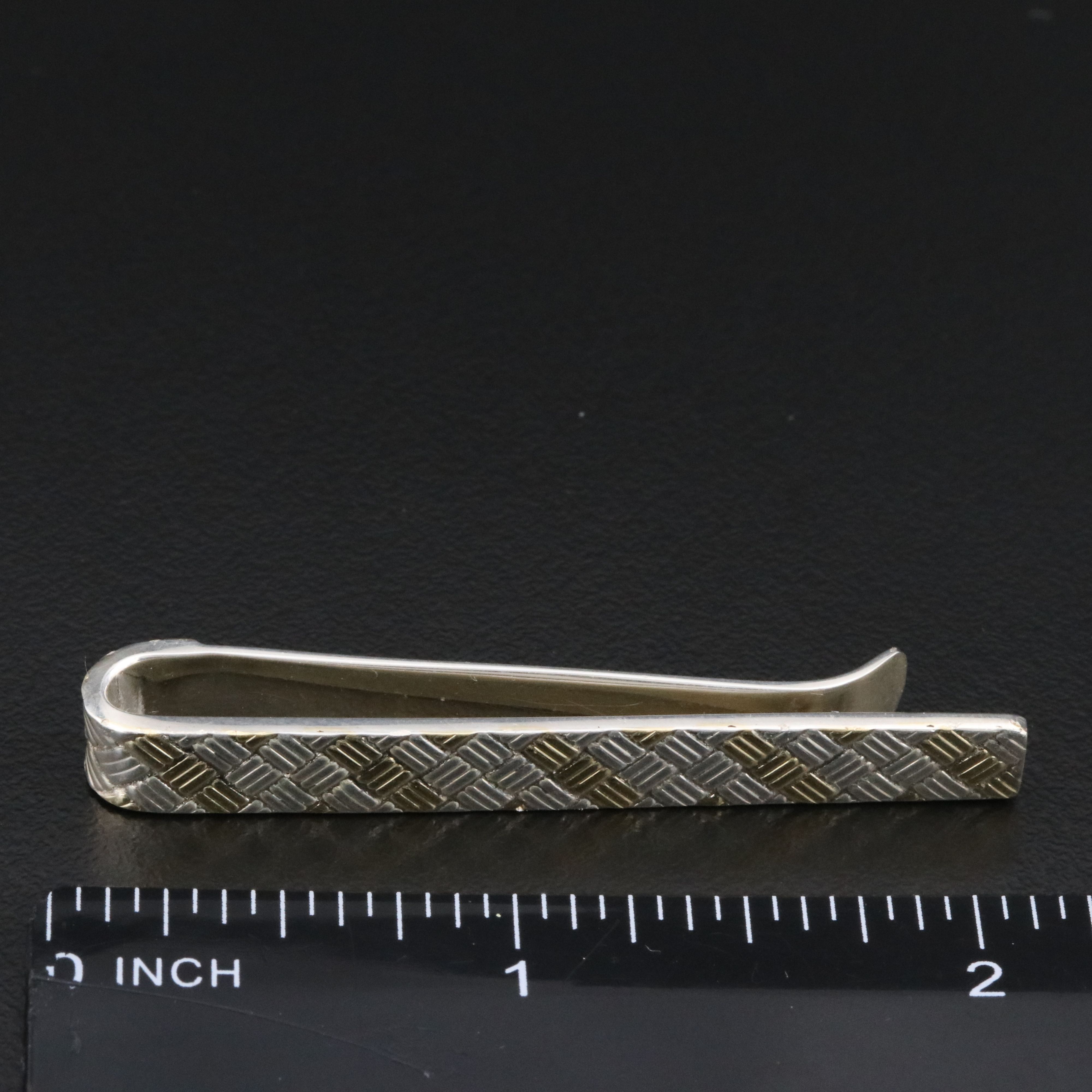 Tiffany & Co. 18K and Sterling Silver Basket Weave Tie Bar