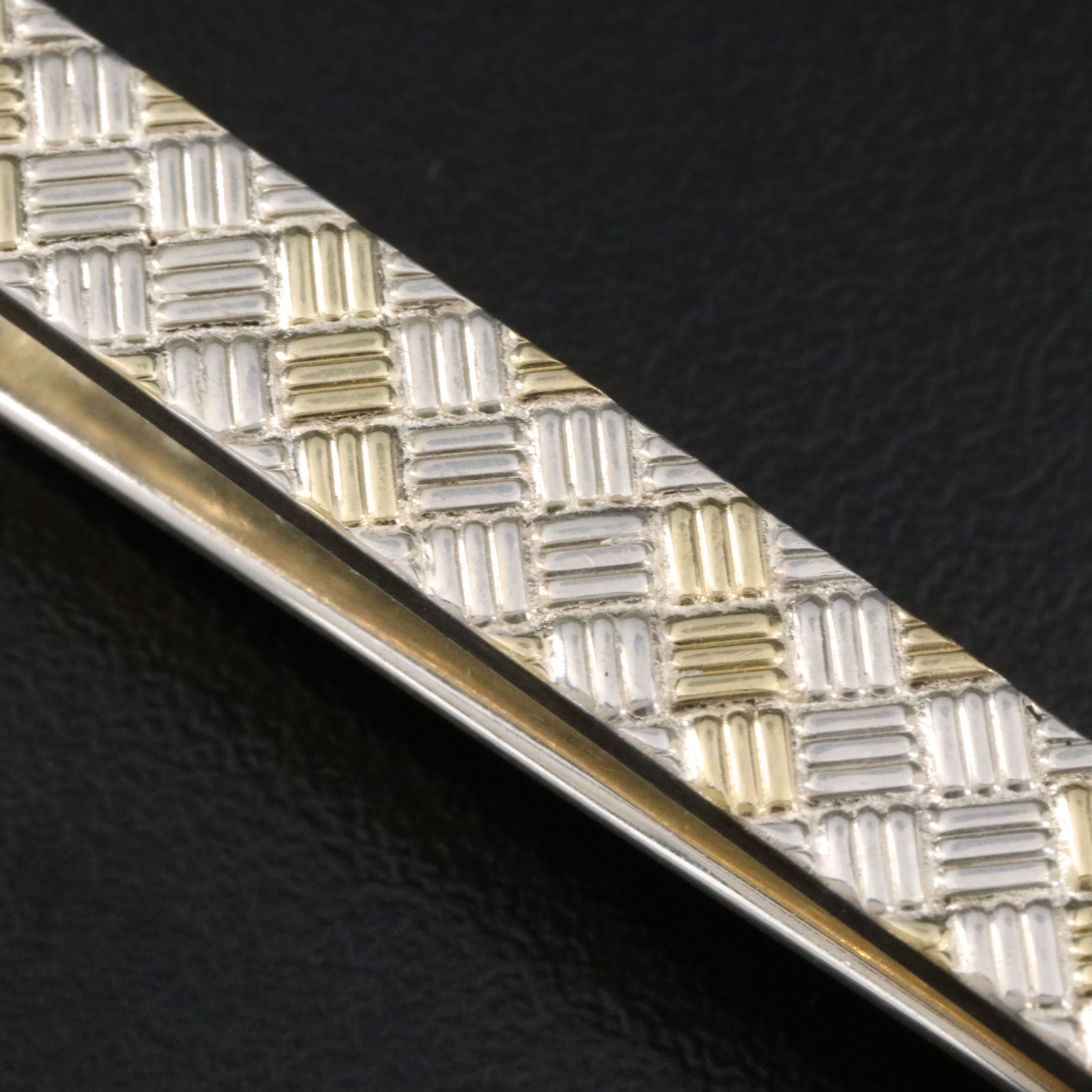 Tiffany & Co. 18K and Sterling Silver Basket Weave Tie Bar