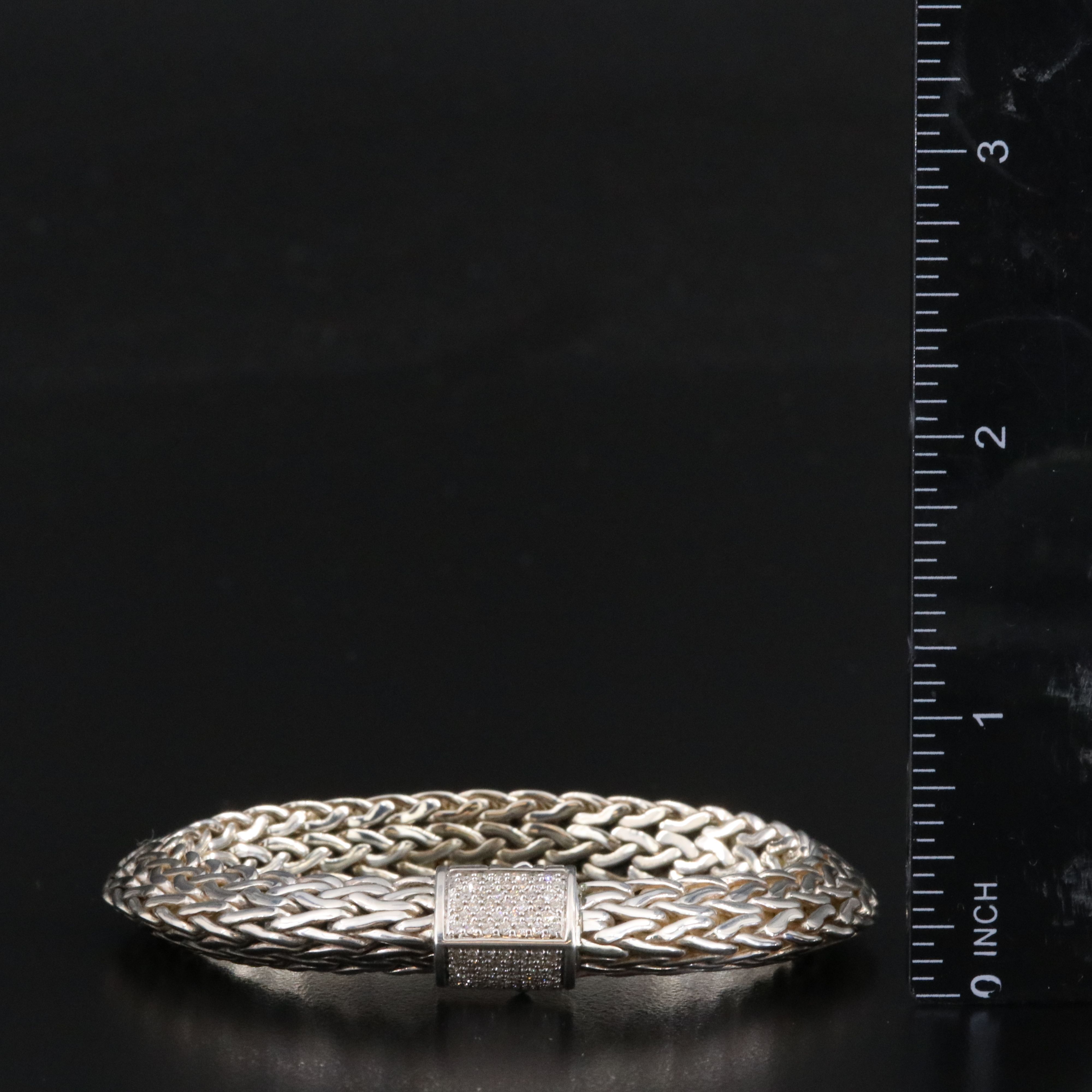 John Hardy Sterling 0.44 CTW Diamond Tiga Chain Bracelet