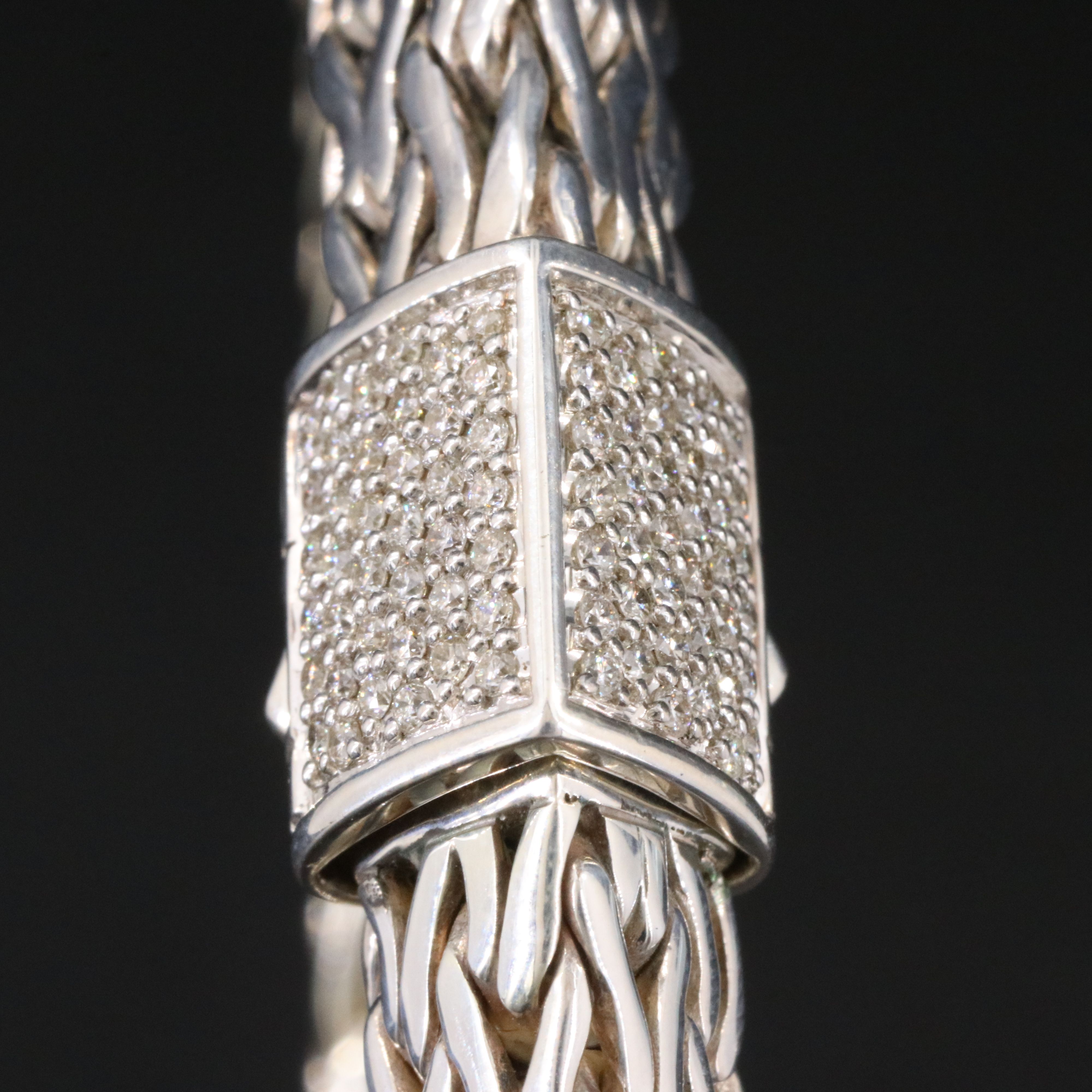 John Hardy Sterling 0.44 CTW Diamond Tiga Chain Bracelet