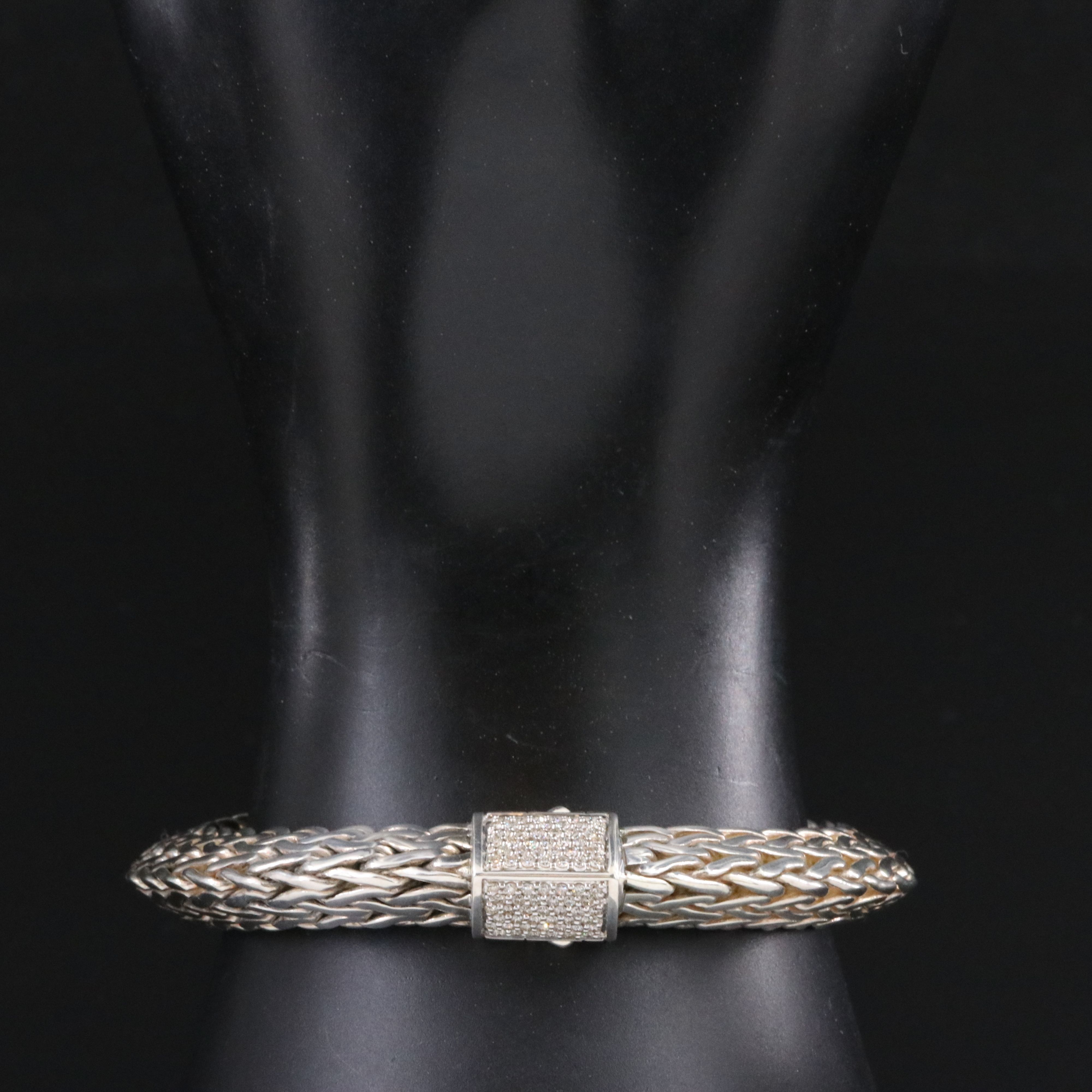 John Hardy Sterling 0.44 CTW Diamond Tiga Chain Bracelet