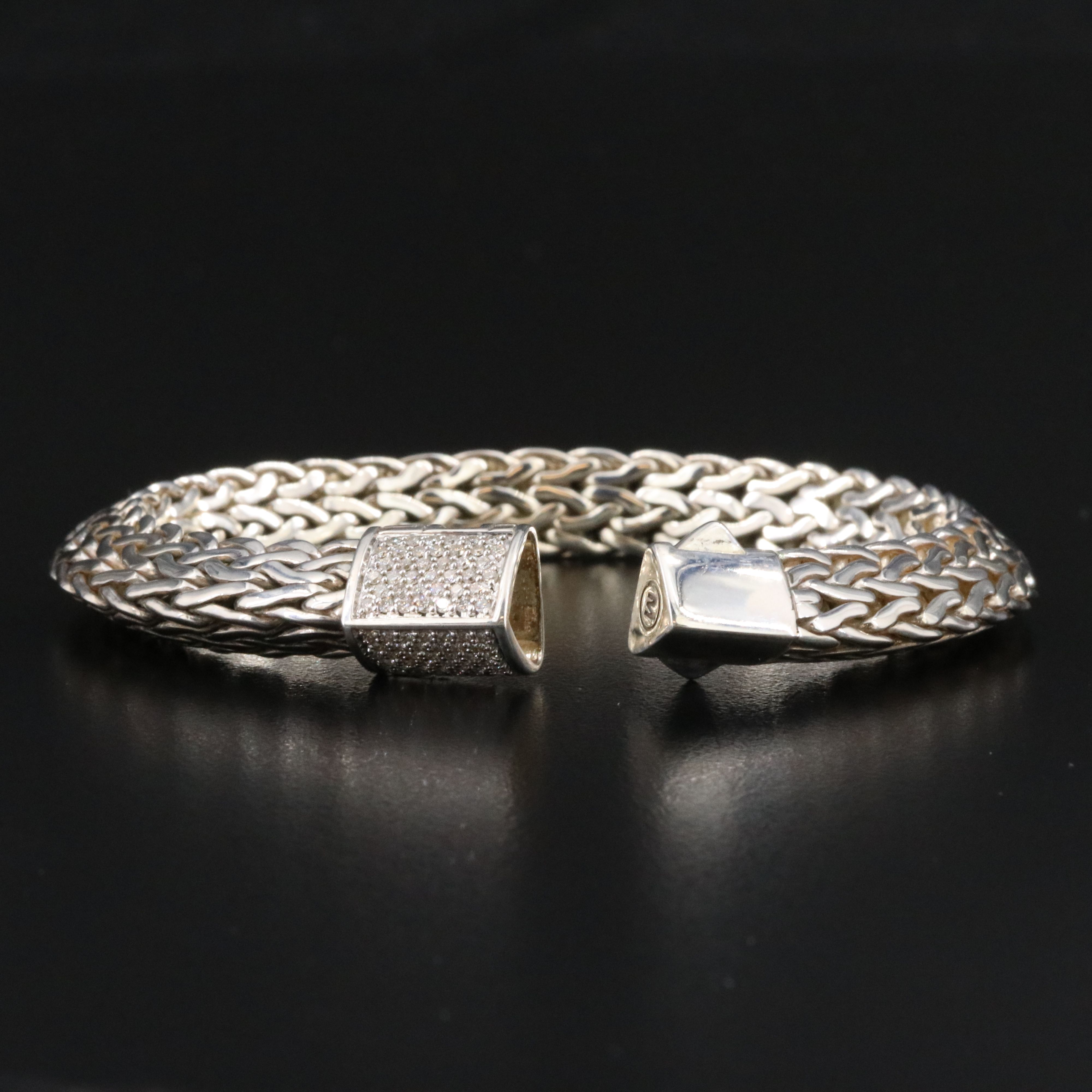 John Hardy Sterling 0.44 CTW Diamond Tiga Chain Bracelet