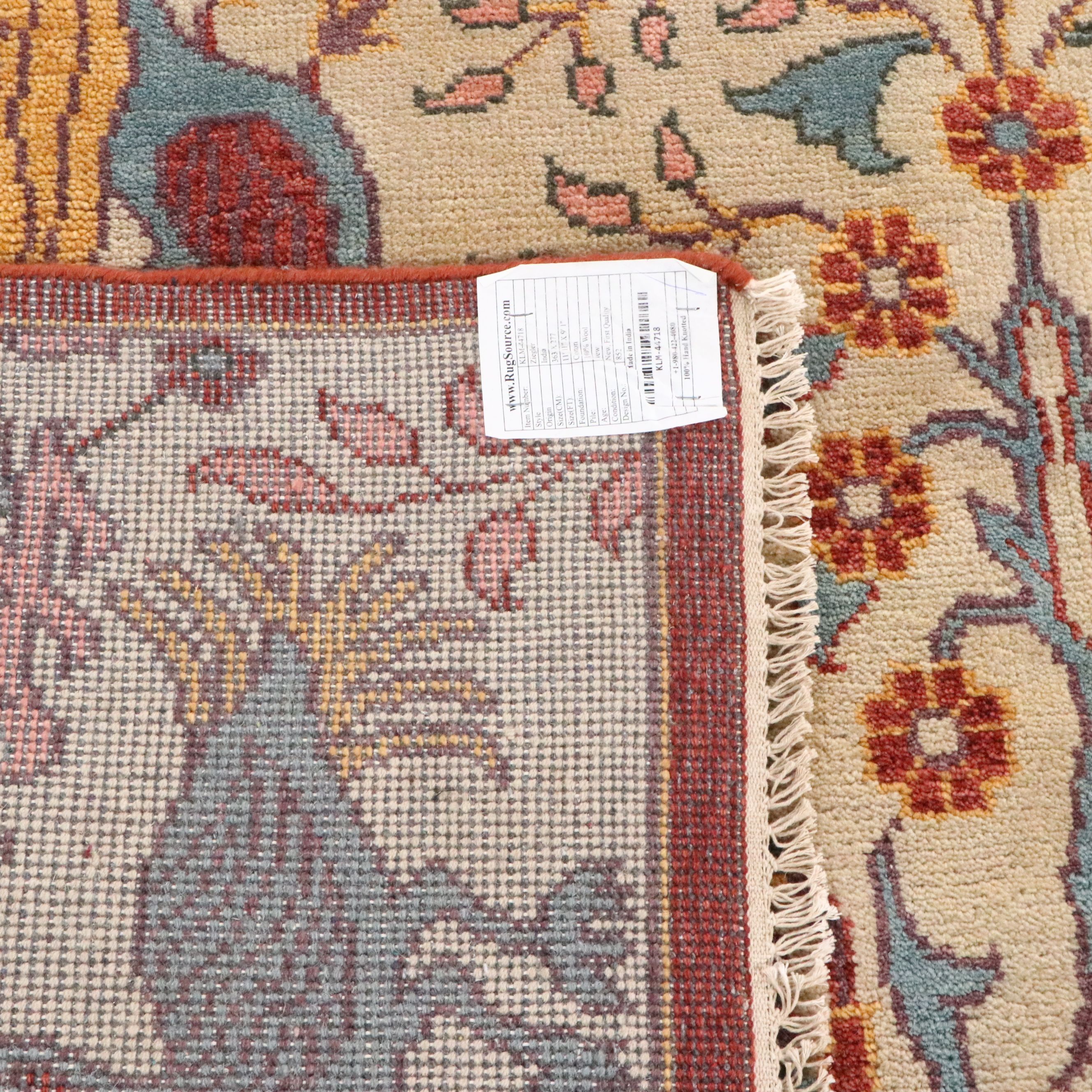 9'1 x 11'11 Hand-Knotted Indian Ziegler Style Tree of Life Room-Sized Rug