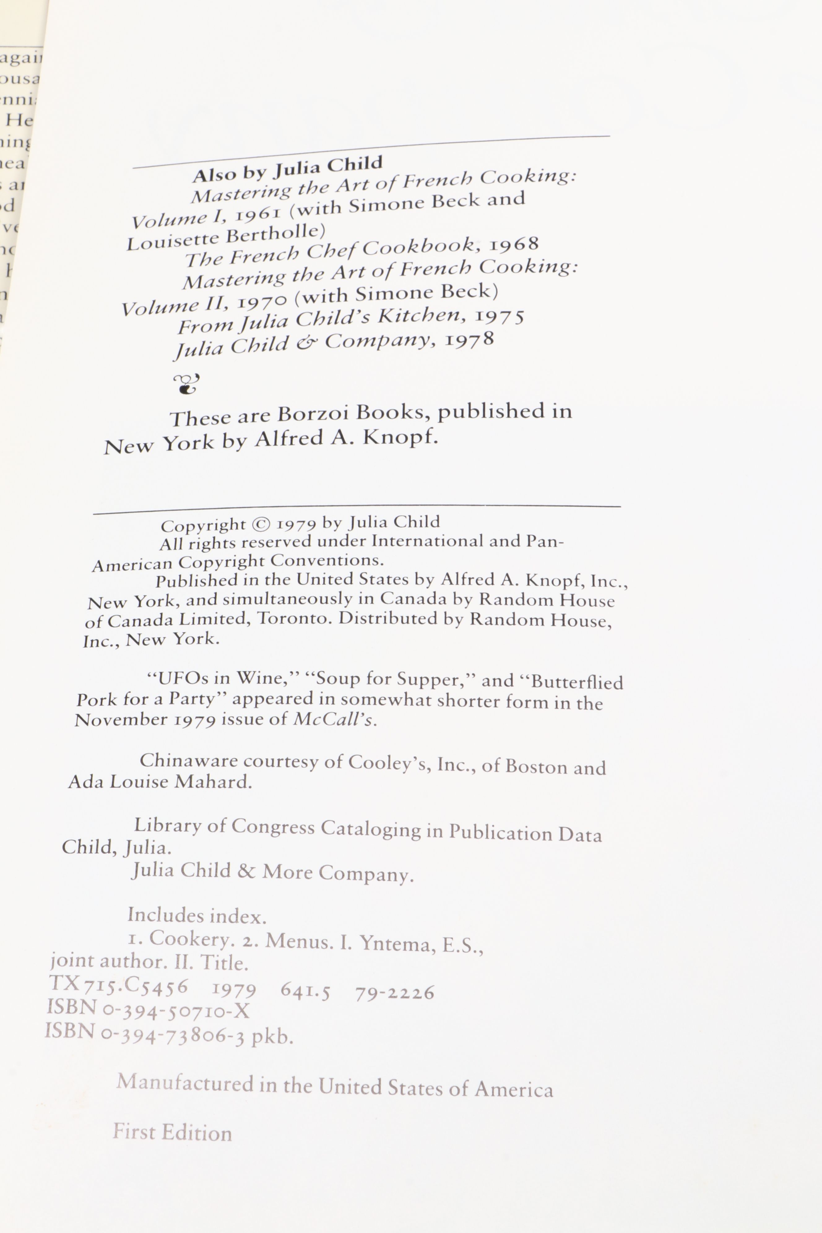 First Edition "Julia Child & More Company" by Julia Child and More Cookbooks