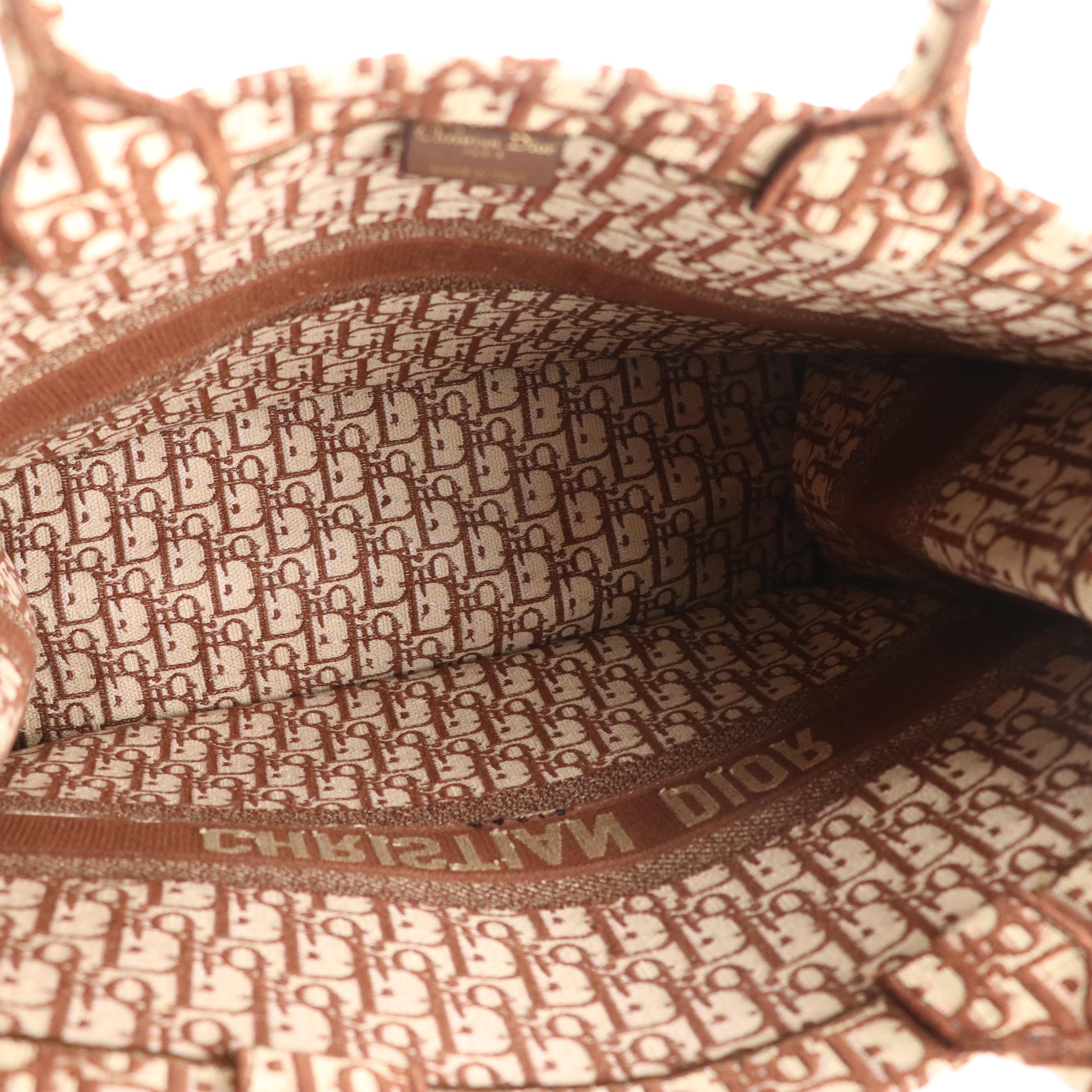 Christian Dior Large Book Tote in Mocha Brown Oblique Jacquard Canvas