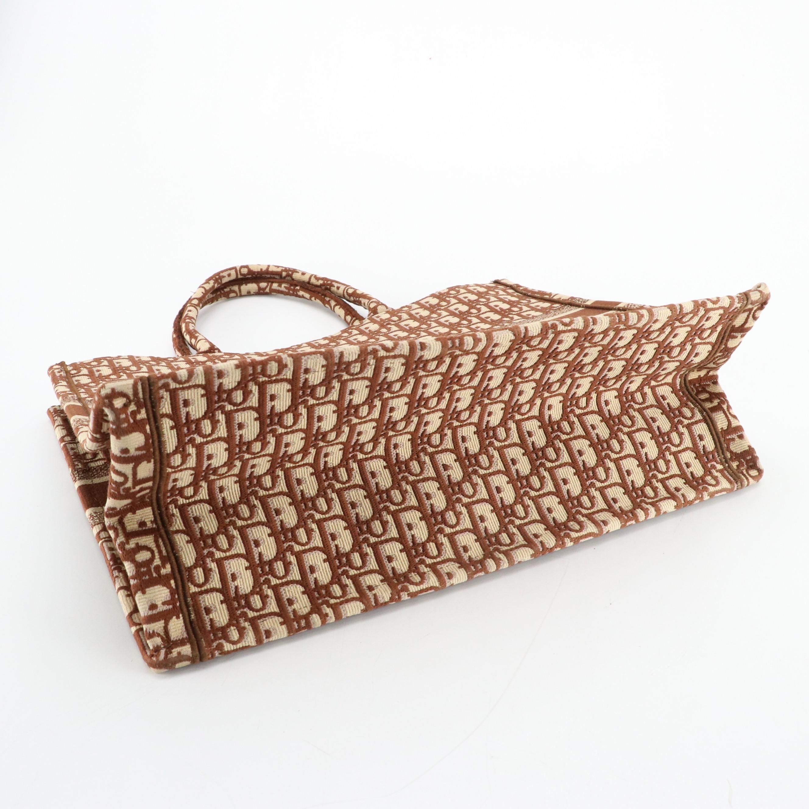 Christian Dior Large Book Tote in Mocha Brown Oblique Jacquard Canvas
