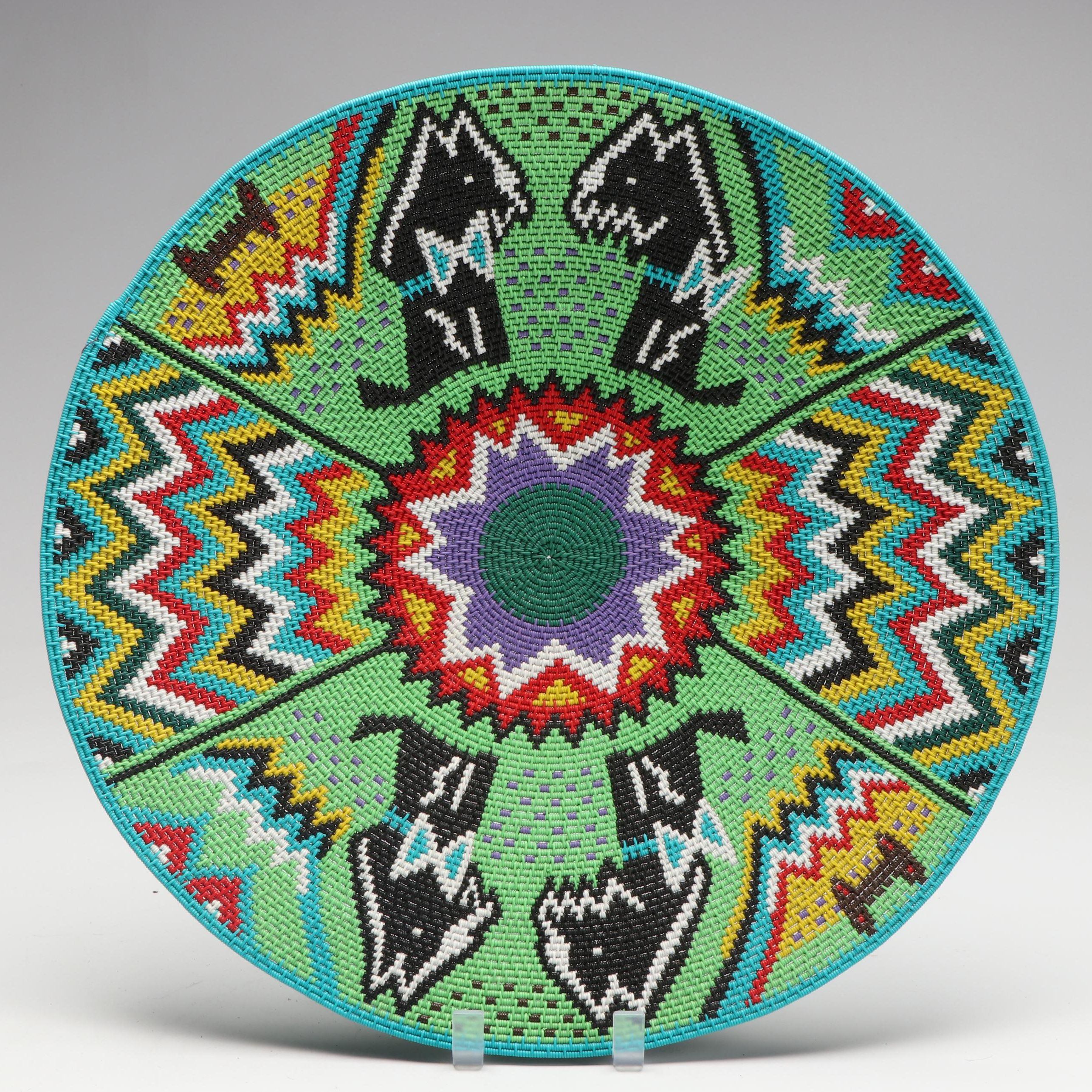 Myeketsi Mhlakwane South African Zulu Telephone Wire Basket with Four Dogs