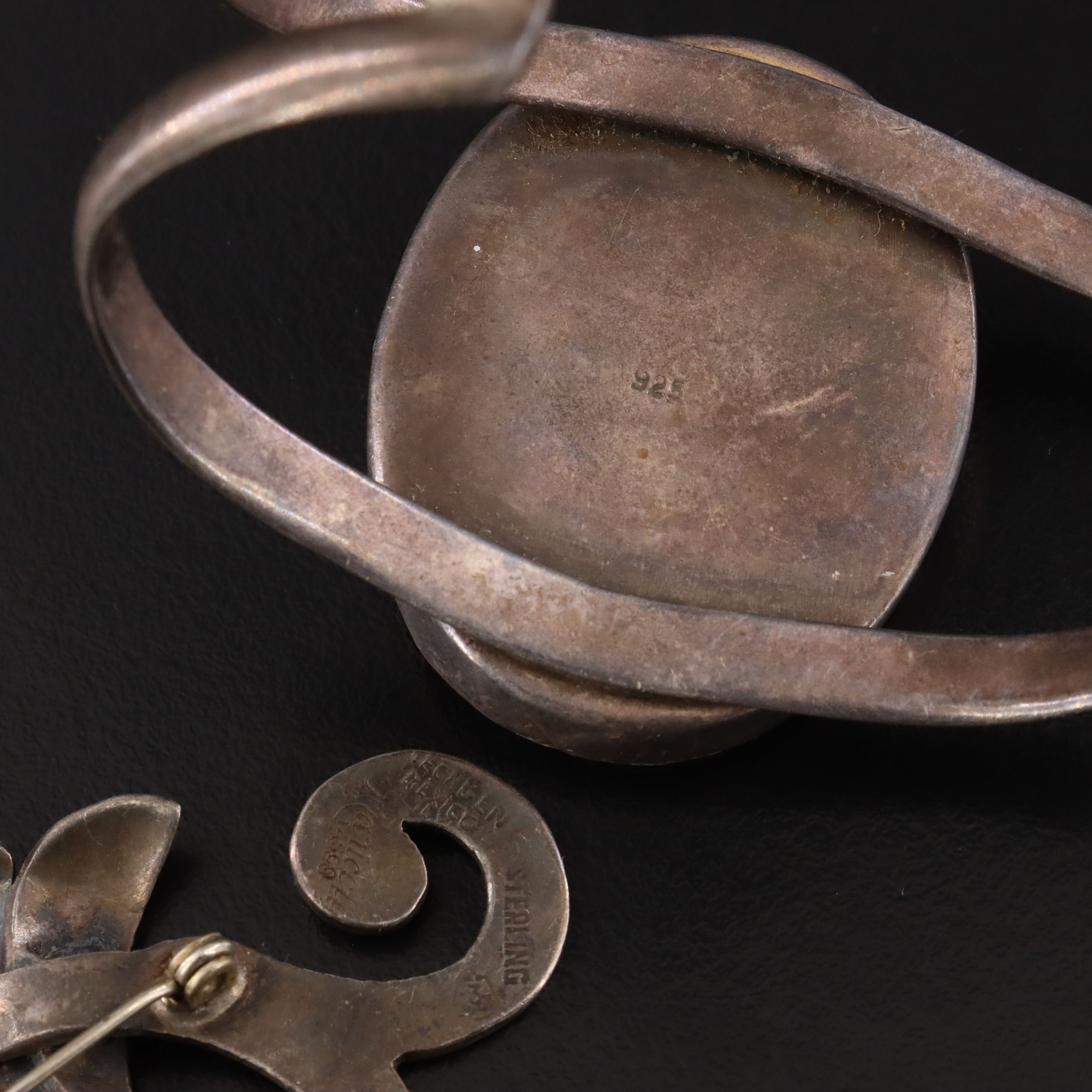 Gemstone Jewelry Collection Including Sterling and Taxco Mexican Maricela Brooch