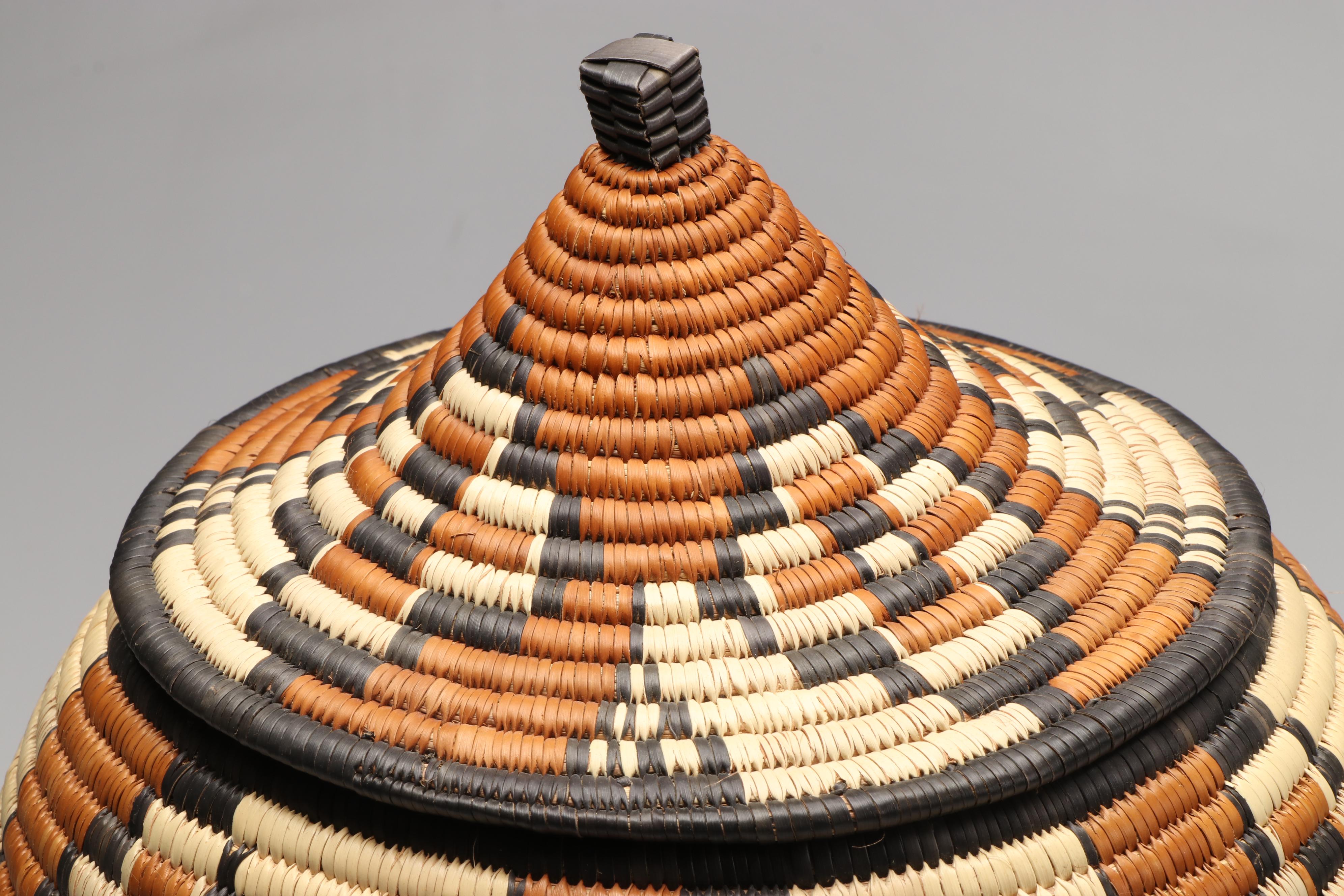 Phillie Mhlongo South African Zulu Woven Ilala Palm Egg-Shaped Basket