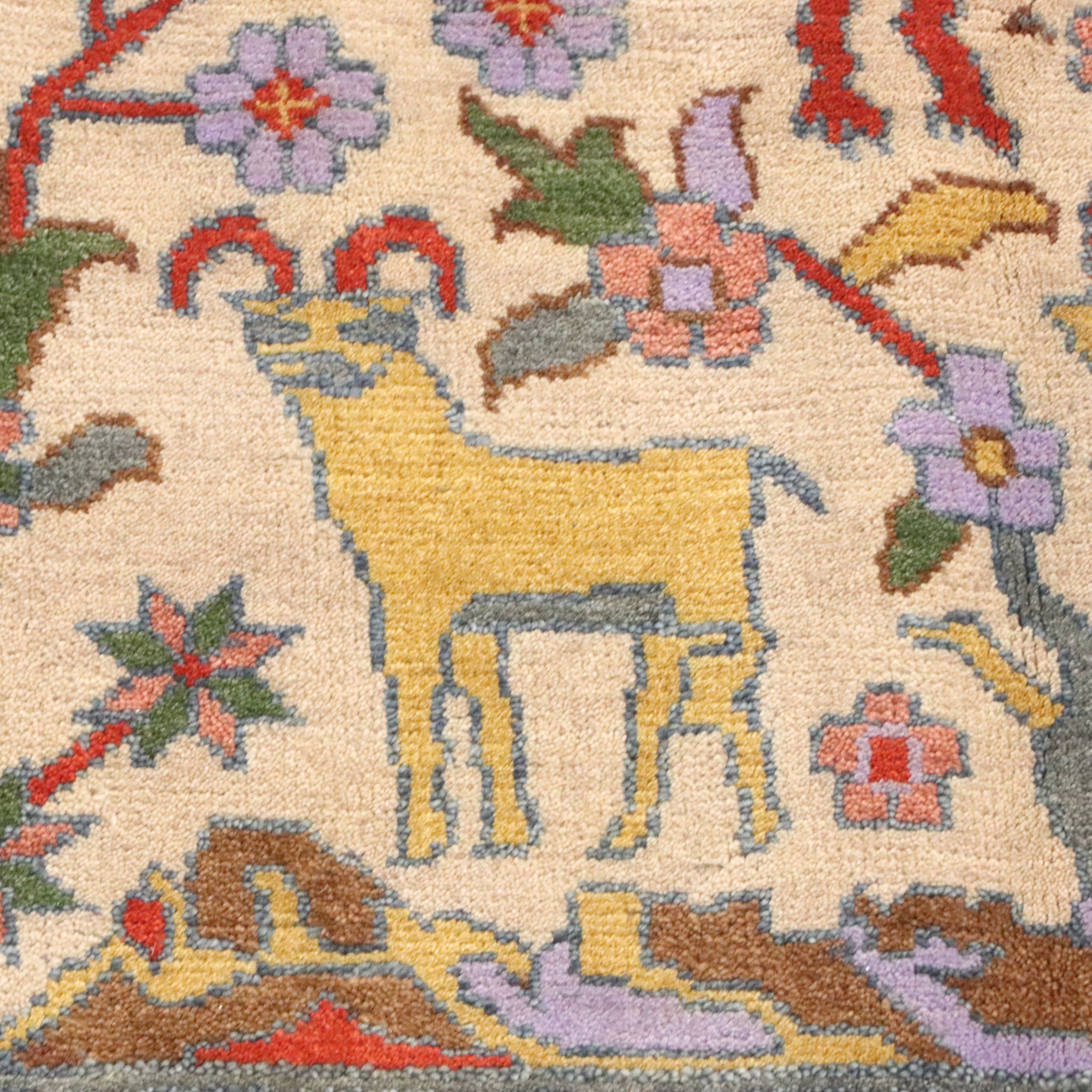 9' x 12'2 Hand-Knotted Indian Ziegler Style Tree of Life Area Rug