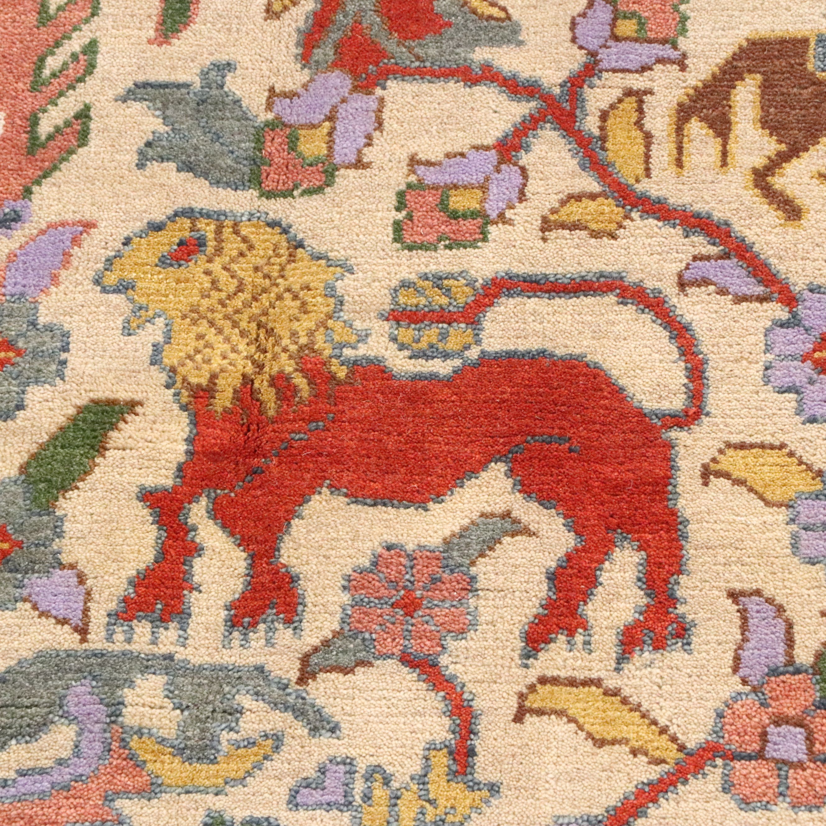 9' x 12'2 Hand-Knotted Indian Ziegler Style Tree of Life Area Rug