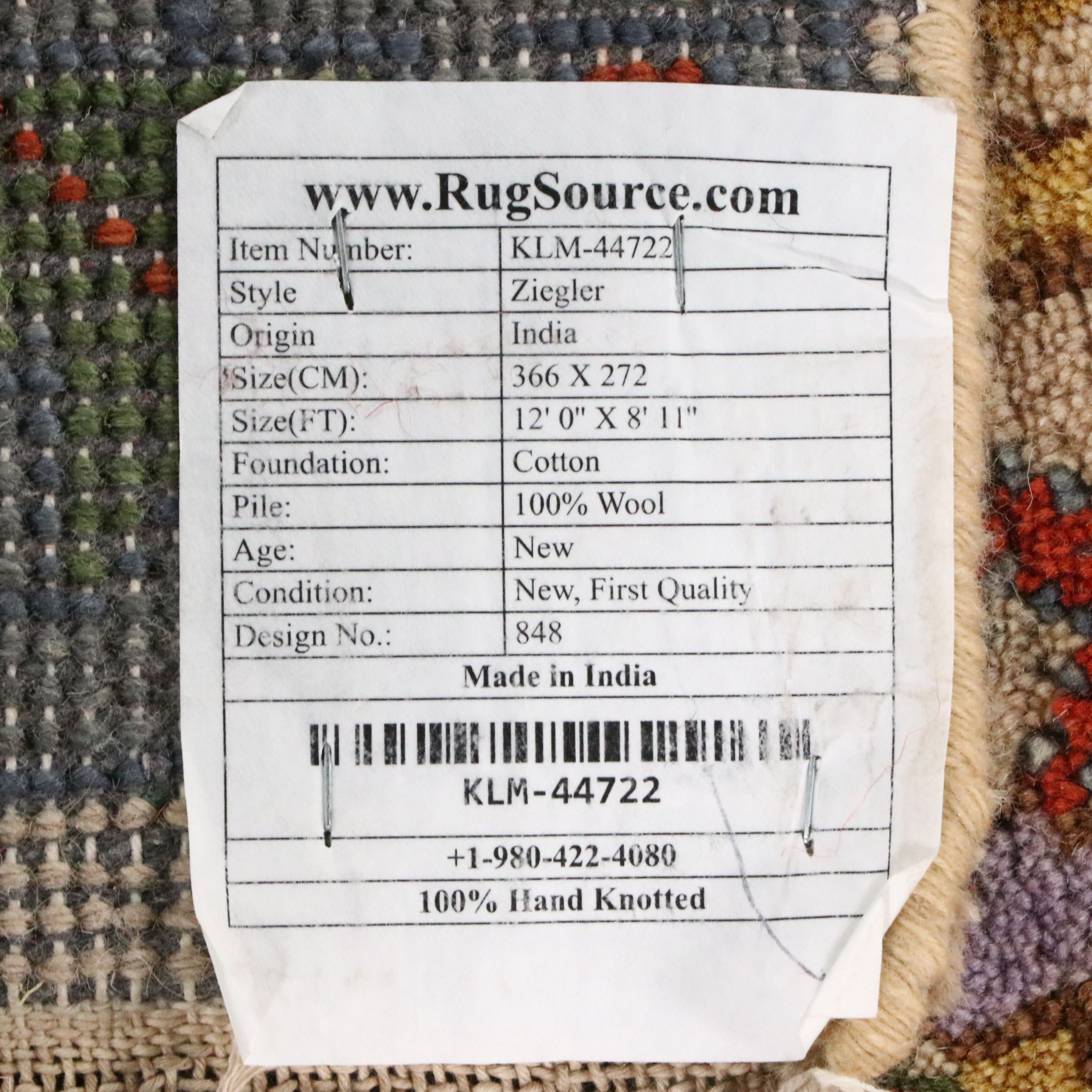 9' x 12'2 Hand-Knotted Indian Ziegler Style Tree of Life Area Rug