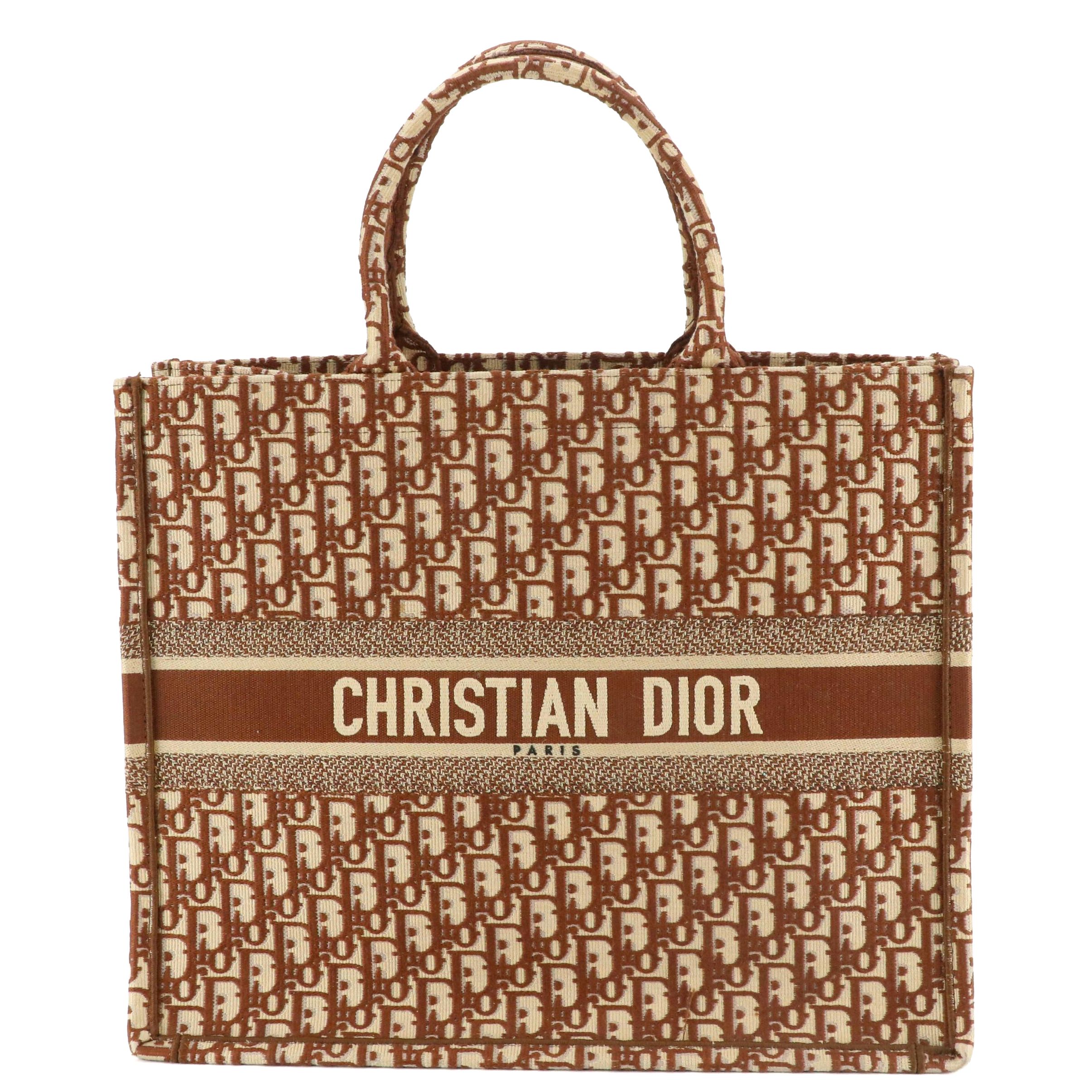 Christian Dior Large Book Tote in Mocha Brown Oblique Jacquard Canvas