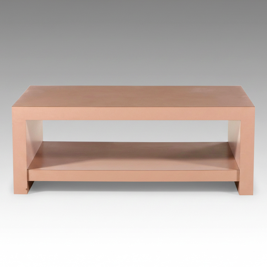 Postmodern Style Laminate Wood Two-Tier Coffee Table