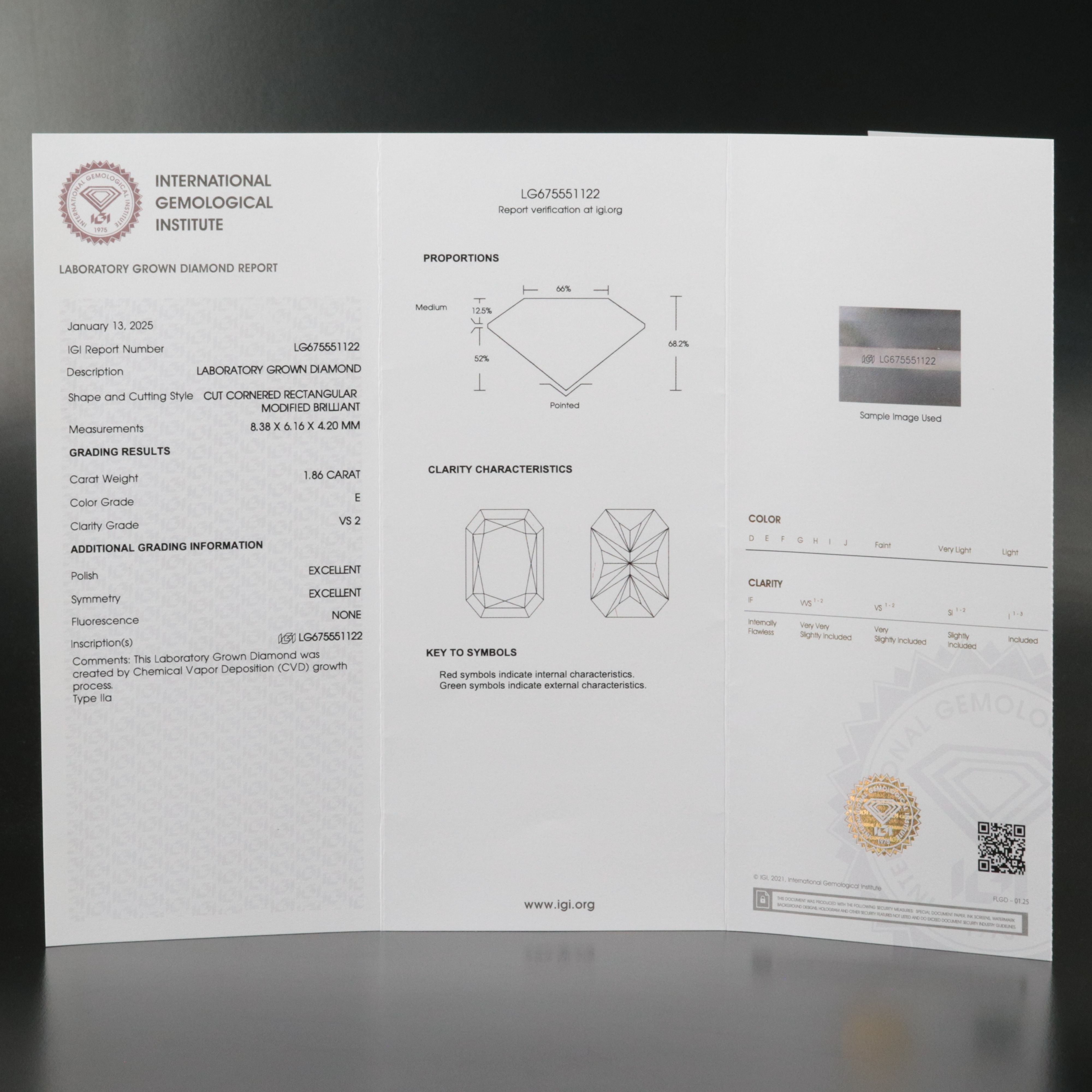 Loose 1.86 CT Lab Grown Diamond with IGI Report
