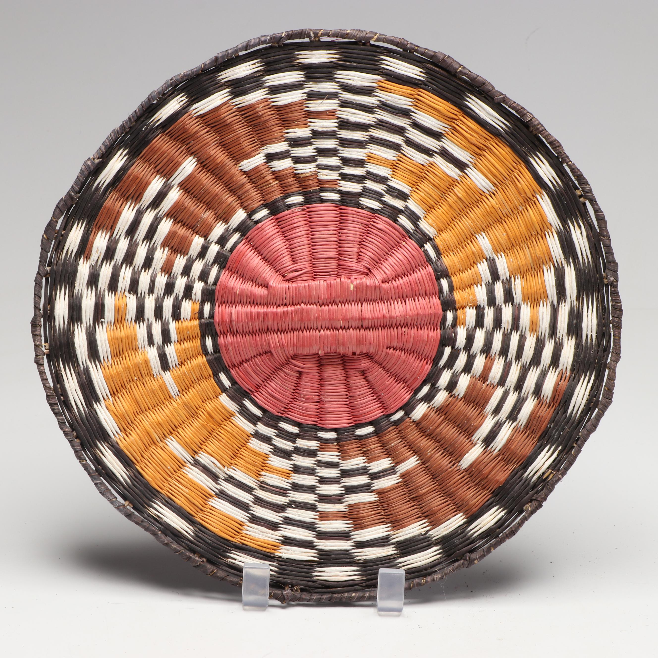 Hopi Polychrome Siwi Fiber Whirl Design Basketry Plaques