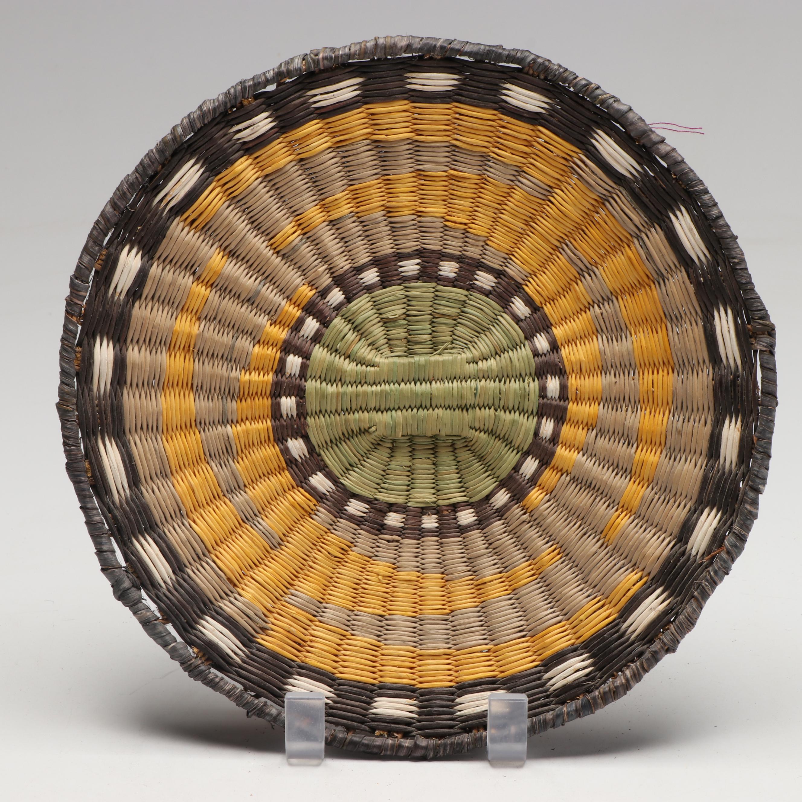 Hopi Polychrome Siwi Fiber Whirl Design Basketry Plaques
