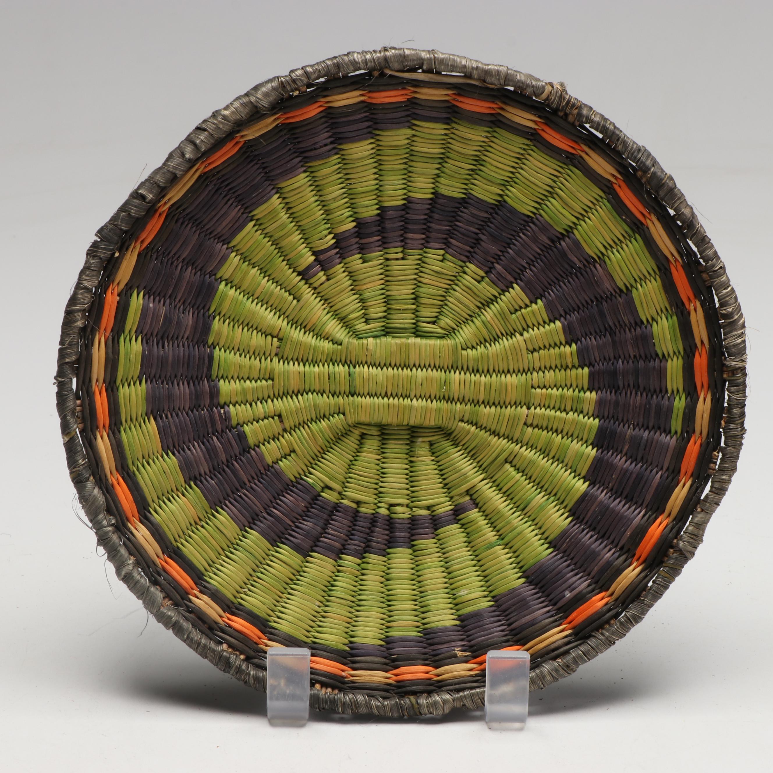 Hopi Polychrome Siwi Fiber Whirl Design Basketry Plaques