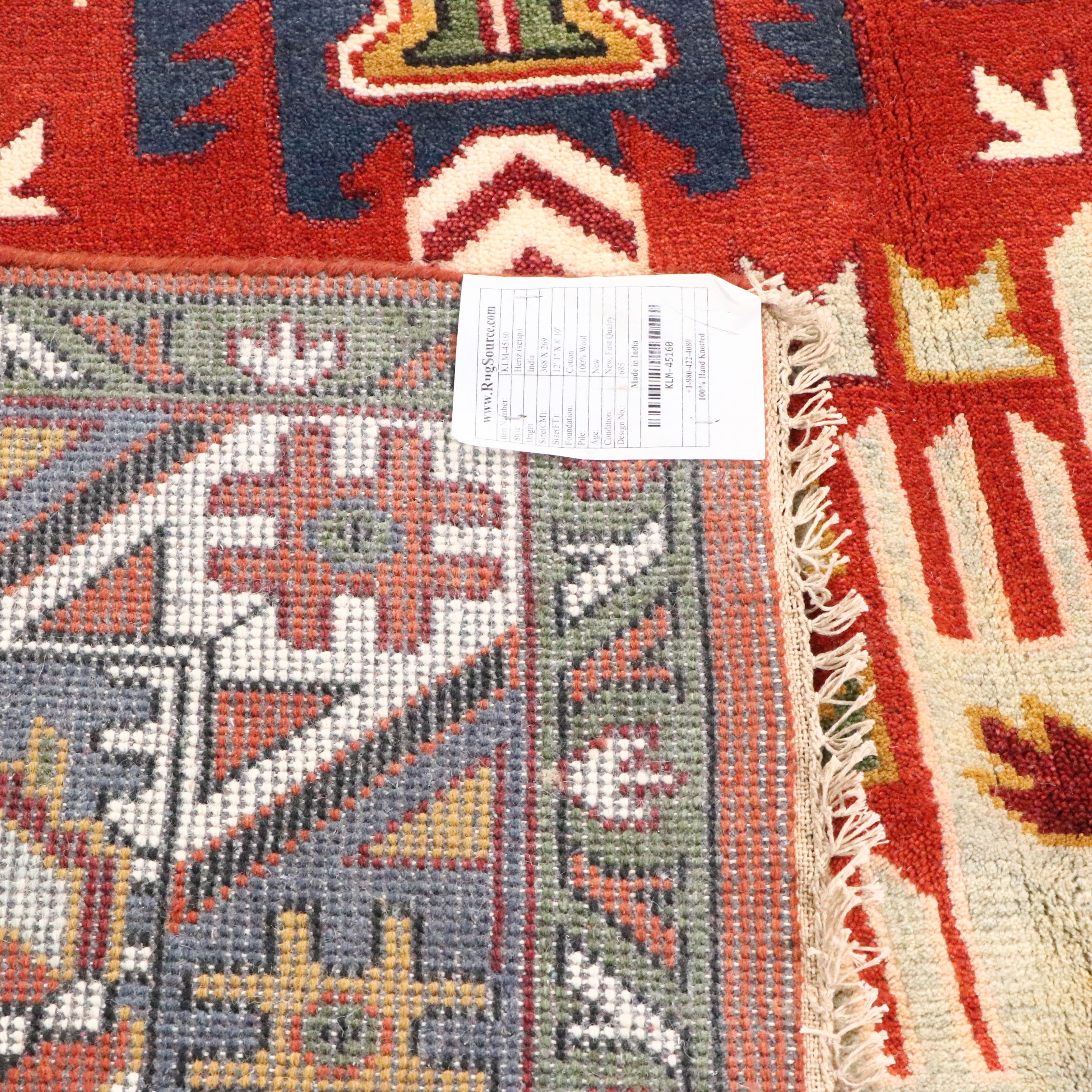 8'11 x 12'3 Hand-Knotted Indo-Persian Heriz Serapi Style Style Room-Sized Rug