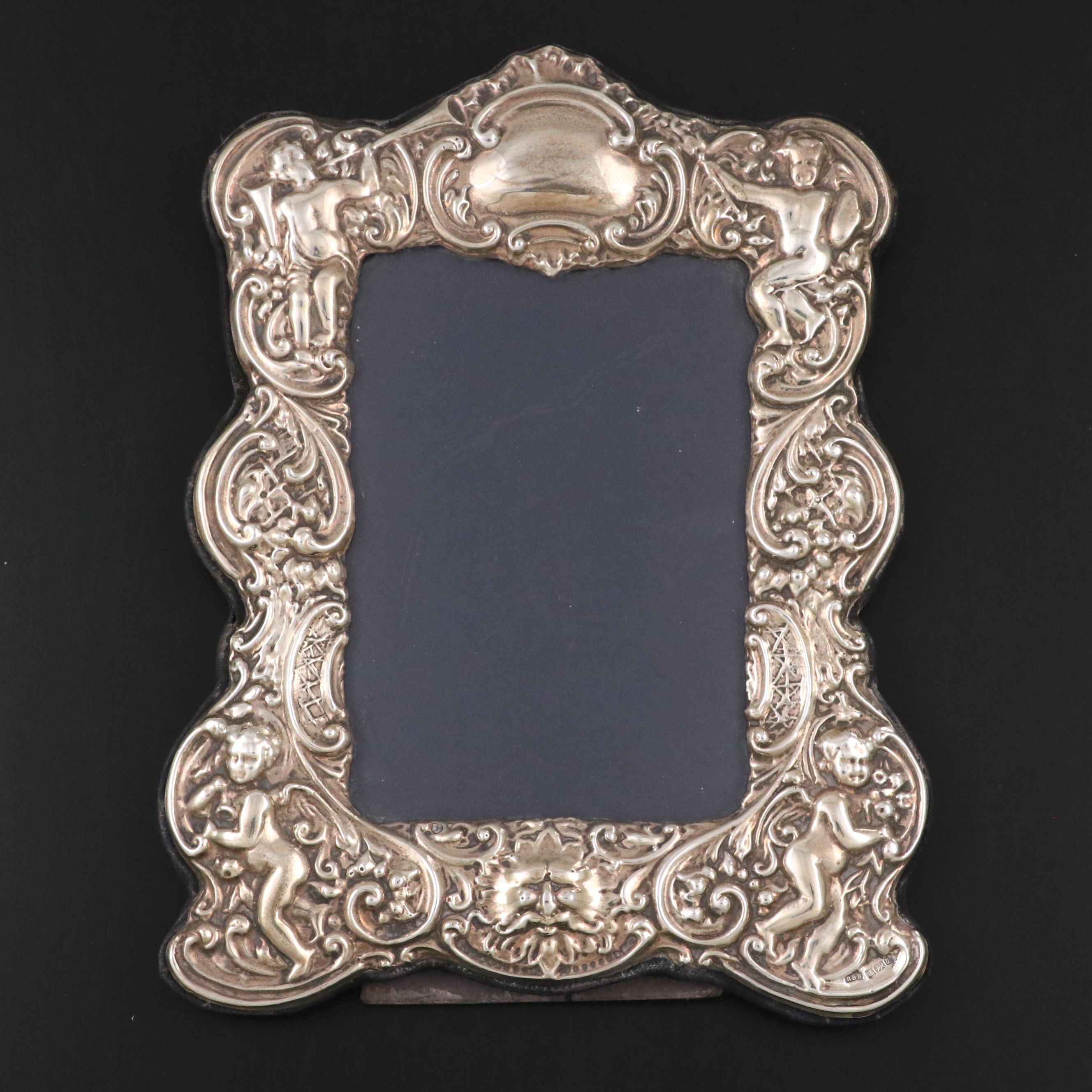 English Art Nouveau Style Repoussé Sterling Silver Frame, 1956