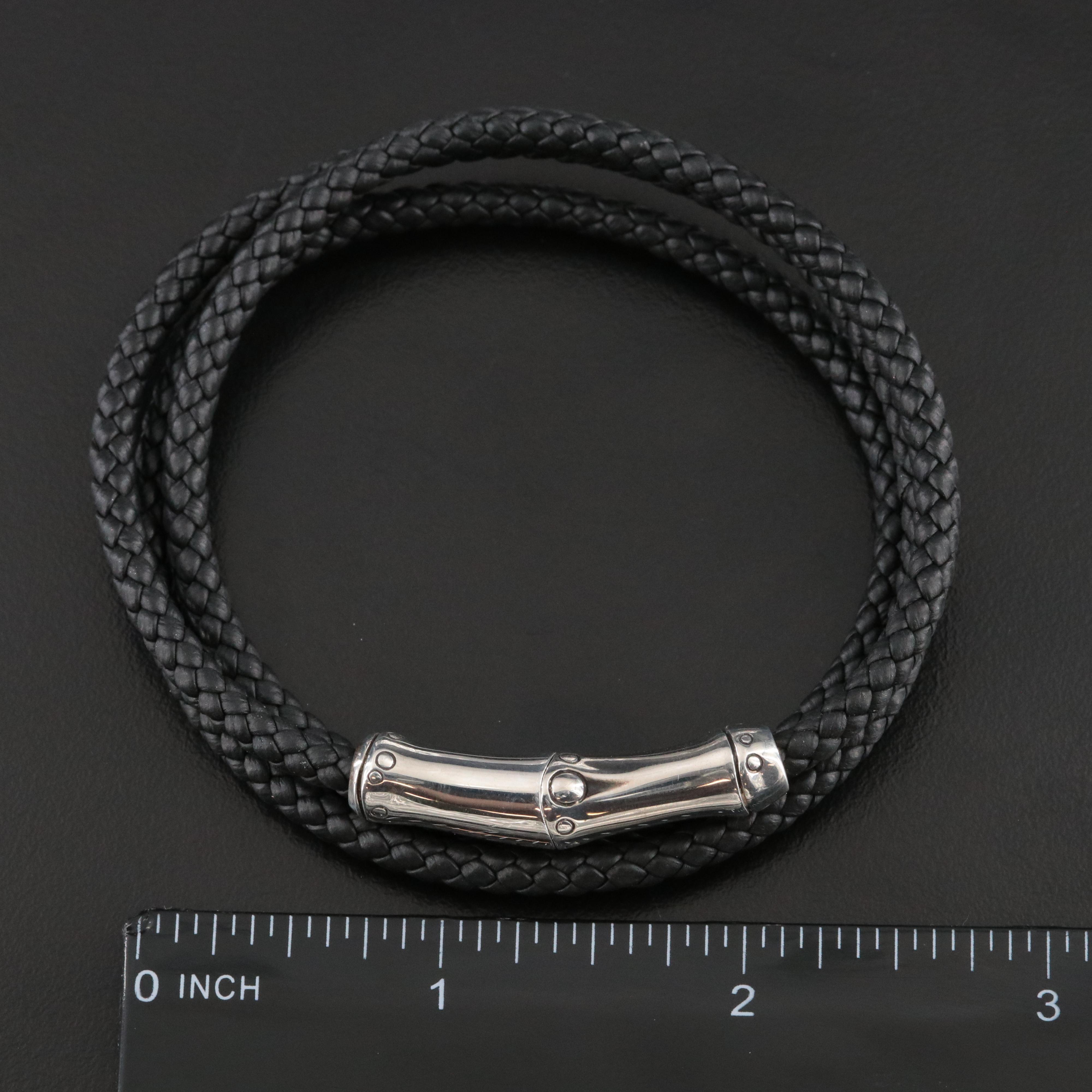 John Hardy Bamboo Sterling Triple Wrap Leather Bracelet