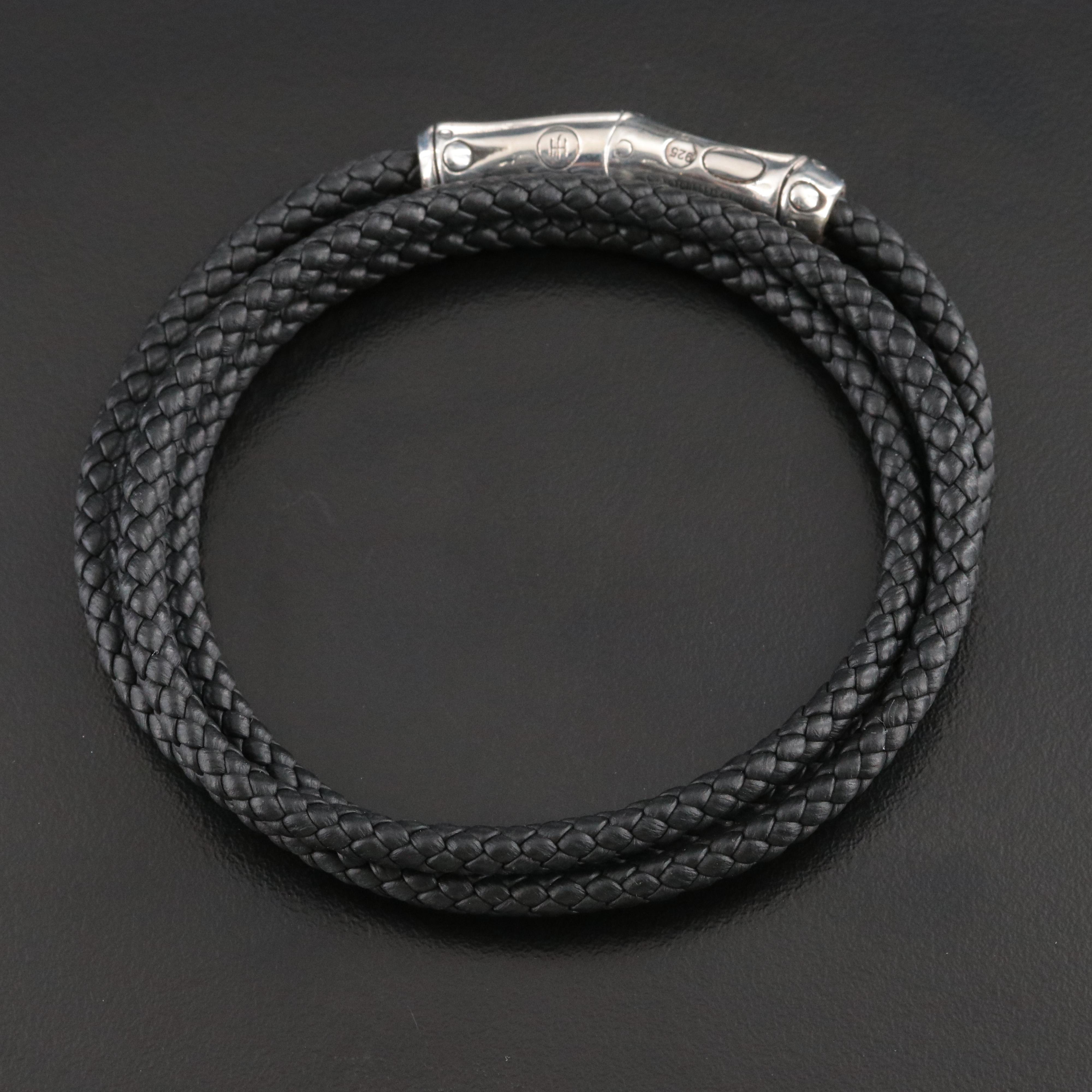 John Hardy Bamboo Sterling Triple Wrap Leather Bracelet