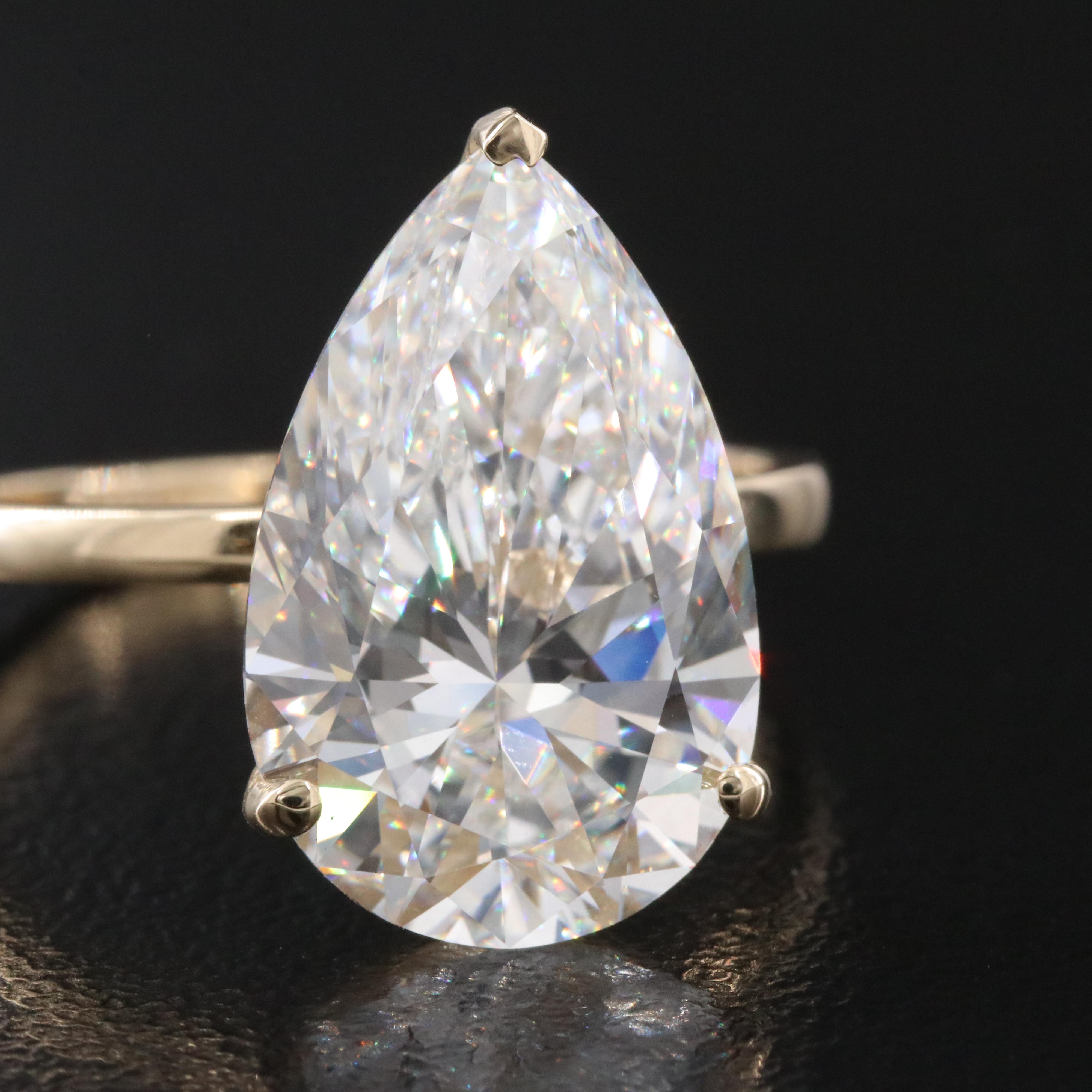 18K 7.63 CT Lab Grown Diamond Solitaire Ring with IGI Report