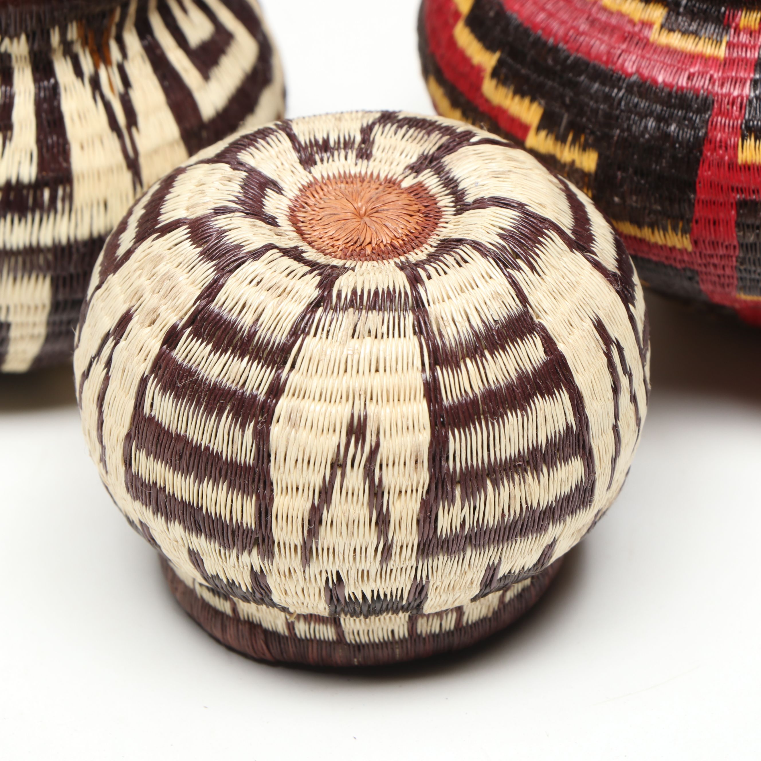 Panamanian Emberá-Wounaan Chunga Fiber with Butterfly Motif and Other Baskets