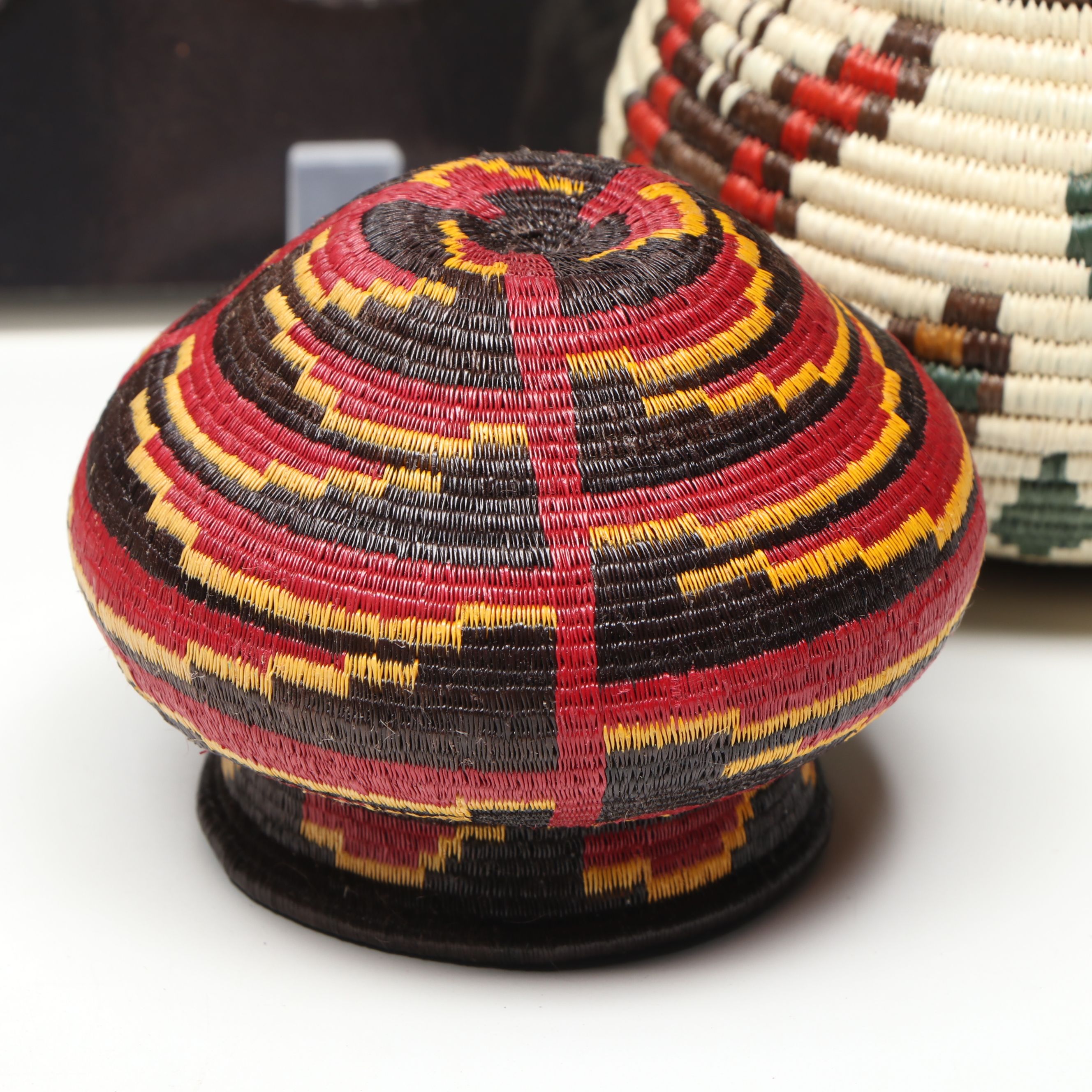 Panamanian Emberá-Wounaan Chunga Fiber with Butterfly Motif and Other Baskets