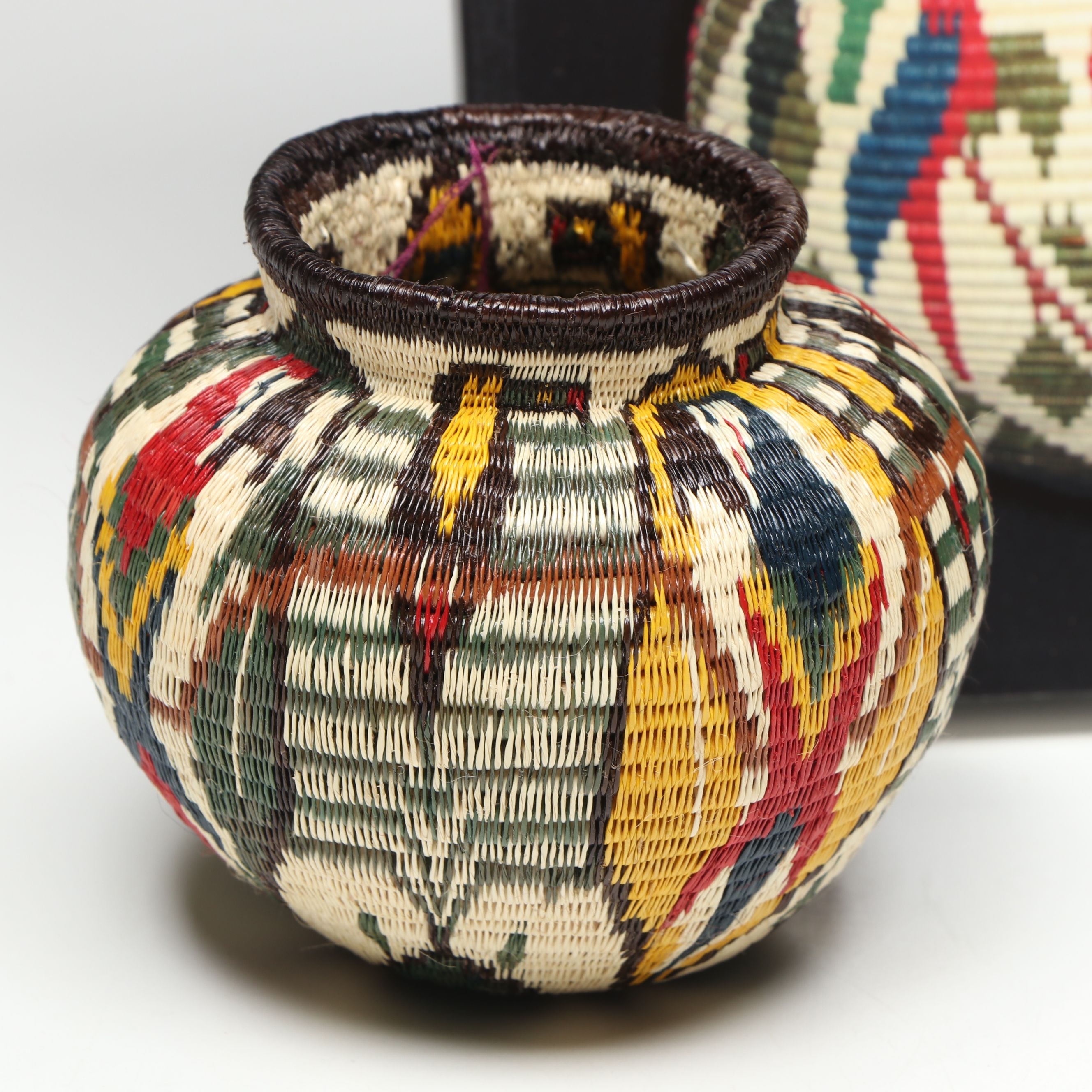 Panamanian Emberá-Wounaan Chunga Fiber with Butterfly Motif and Other Baskets