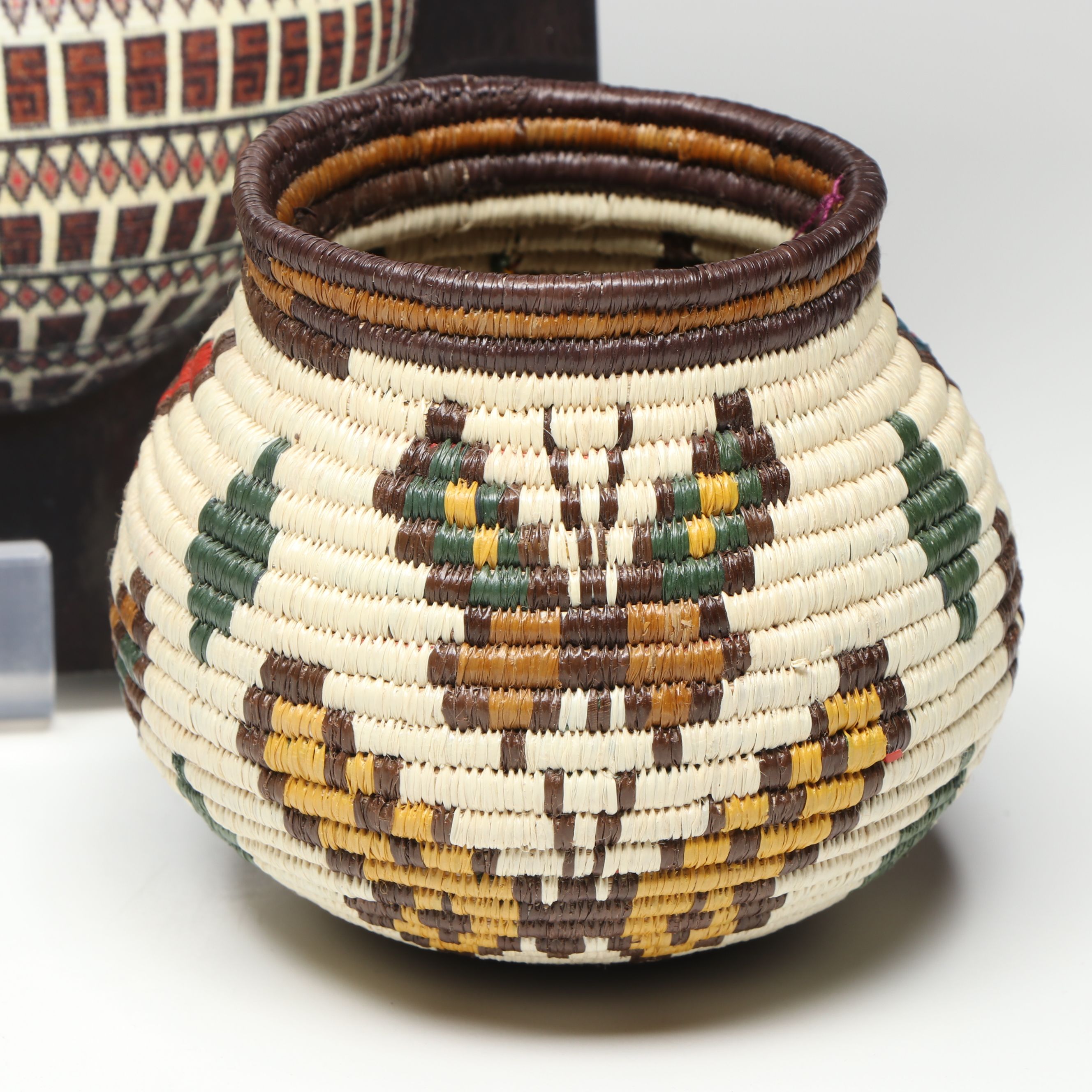 Panamanian Emberá-Wounaan Chunga Fiber with Butterfly Motif and Other Baskets