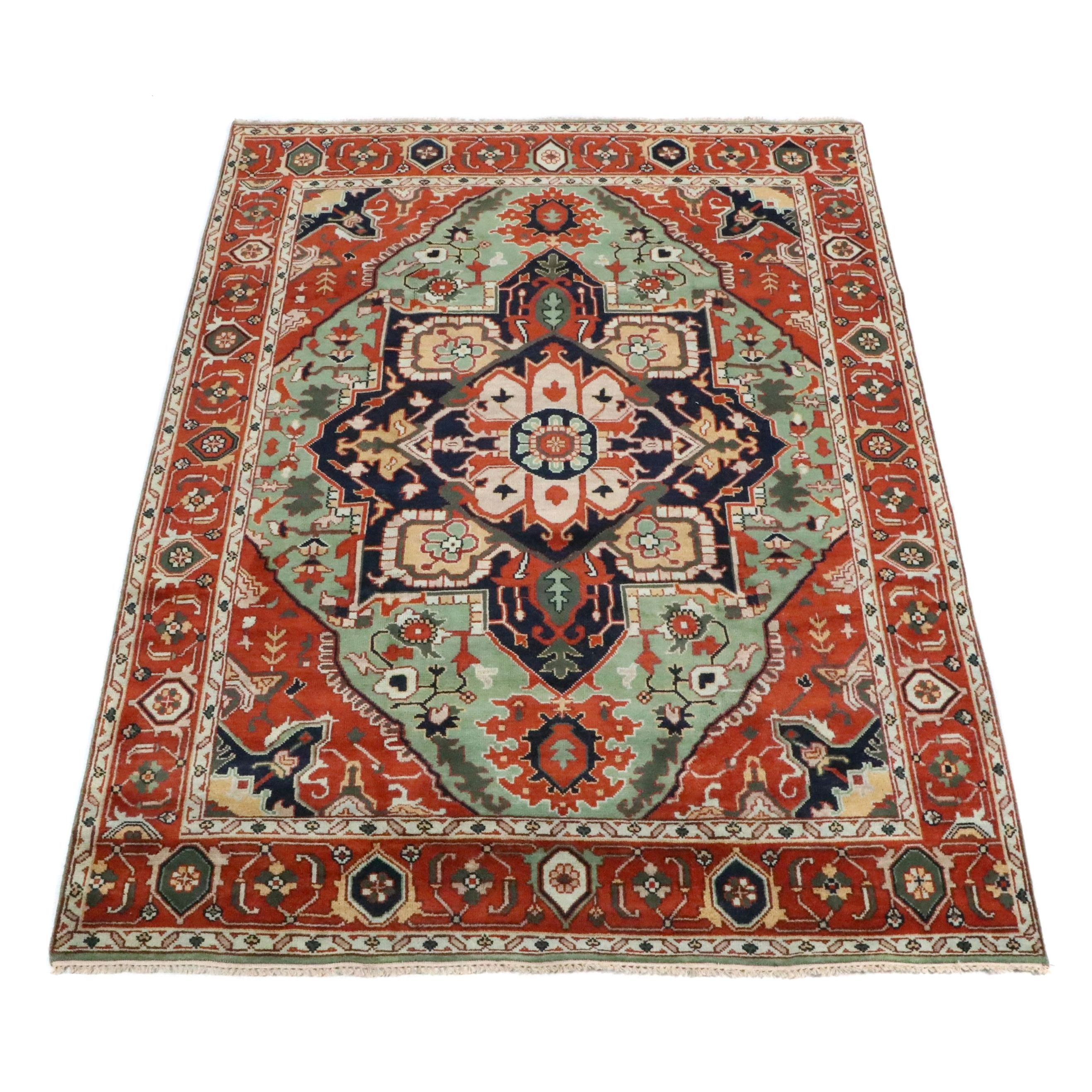 9' x 12'4 Hand-Knotted Indo-Persian Heriz Style Room-Sized Rug