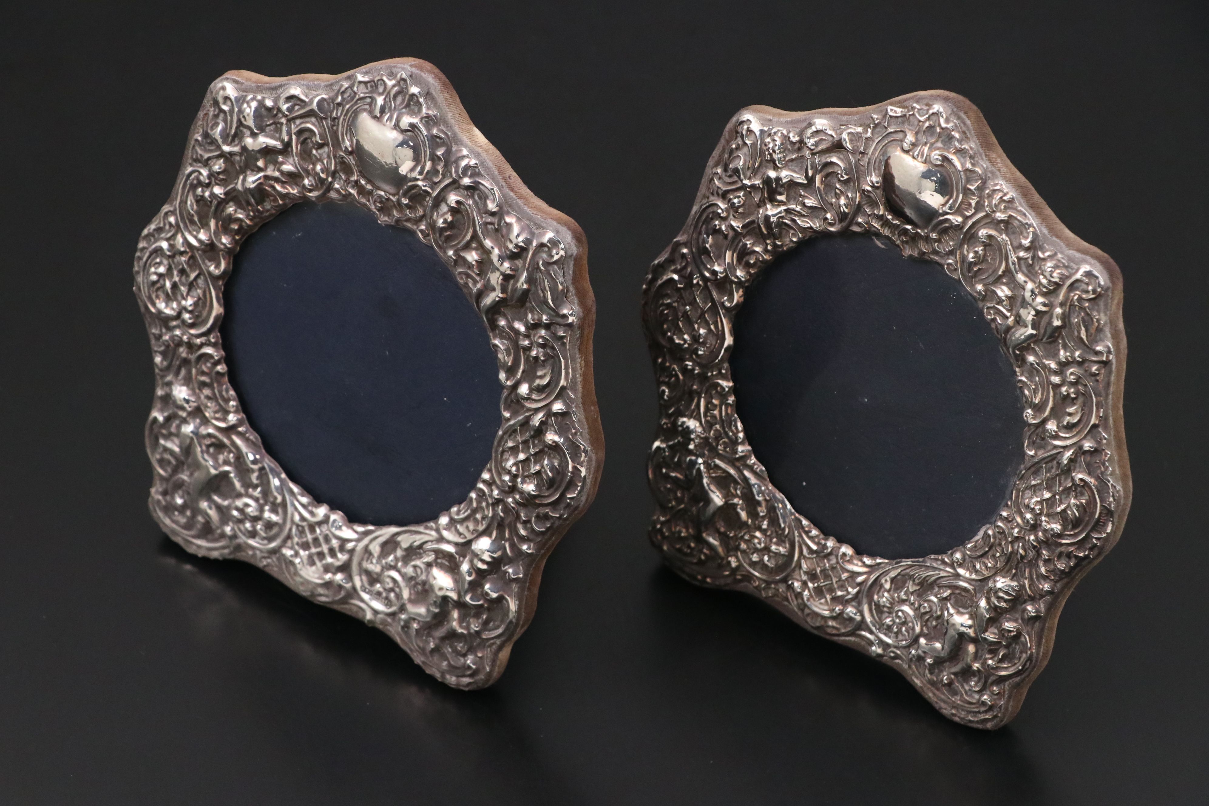 Pair of Keyford Frames Ltd English Sterling Silver Picture Frames, 1991