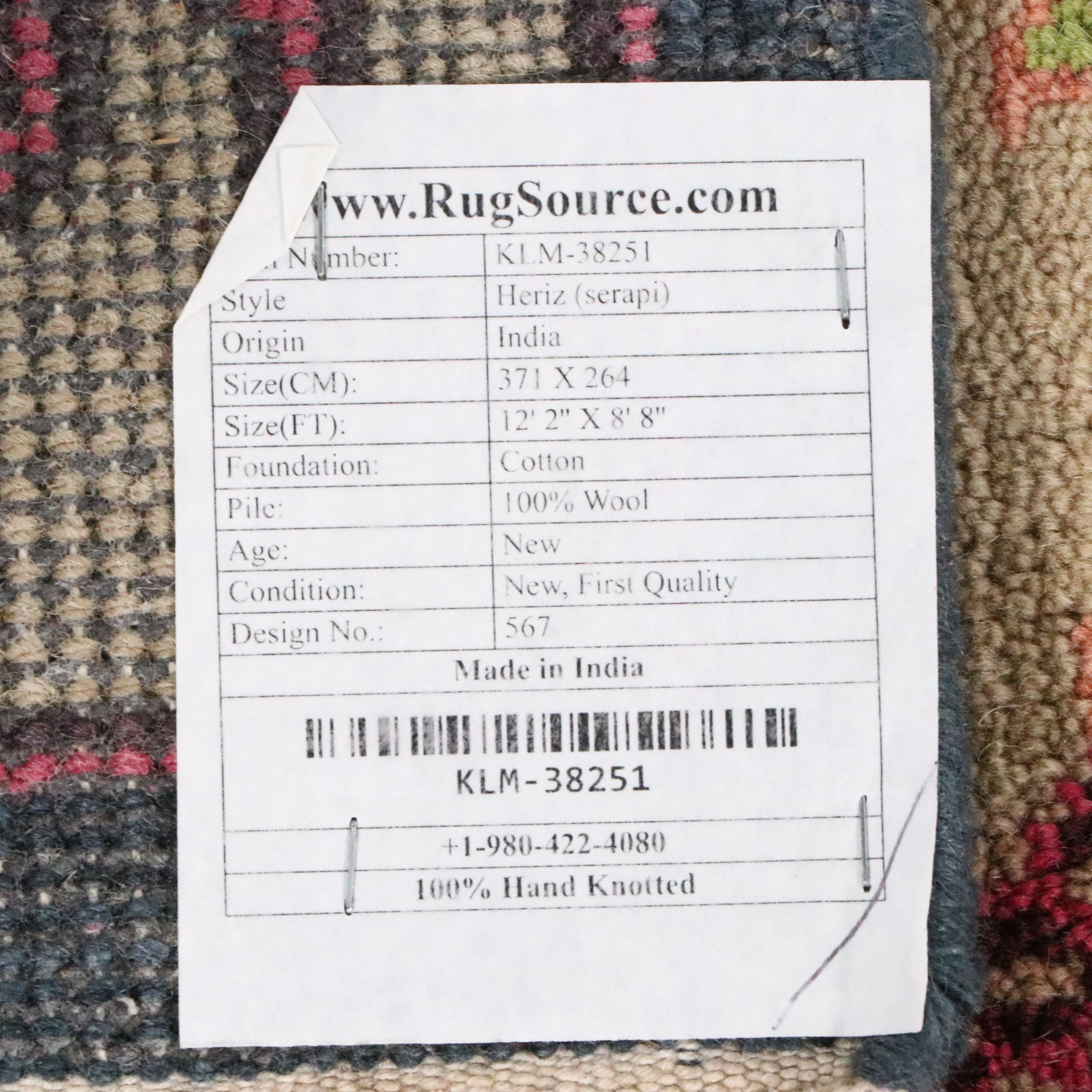 8'9 x 12'3 Hand-Knotted Indian Ziegler Style Area Rug