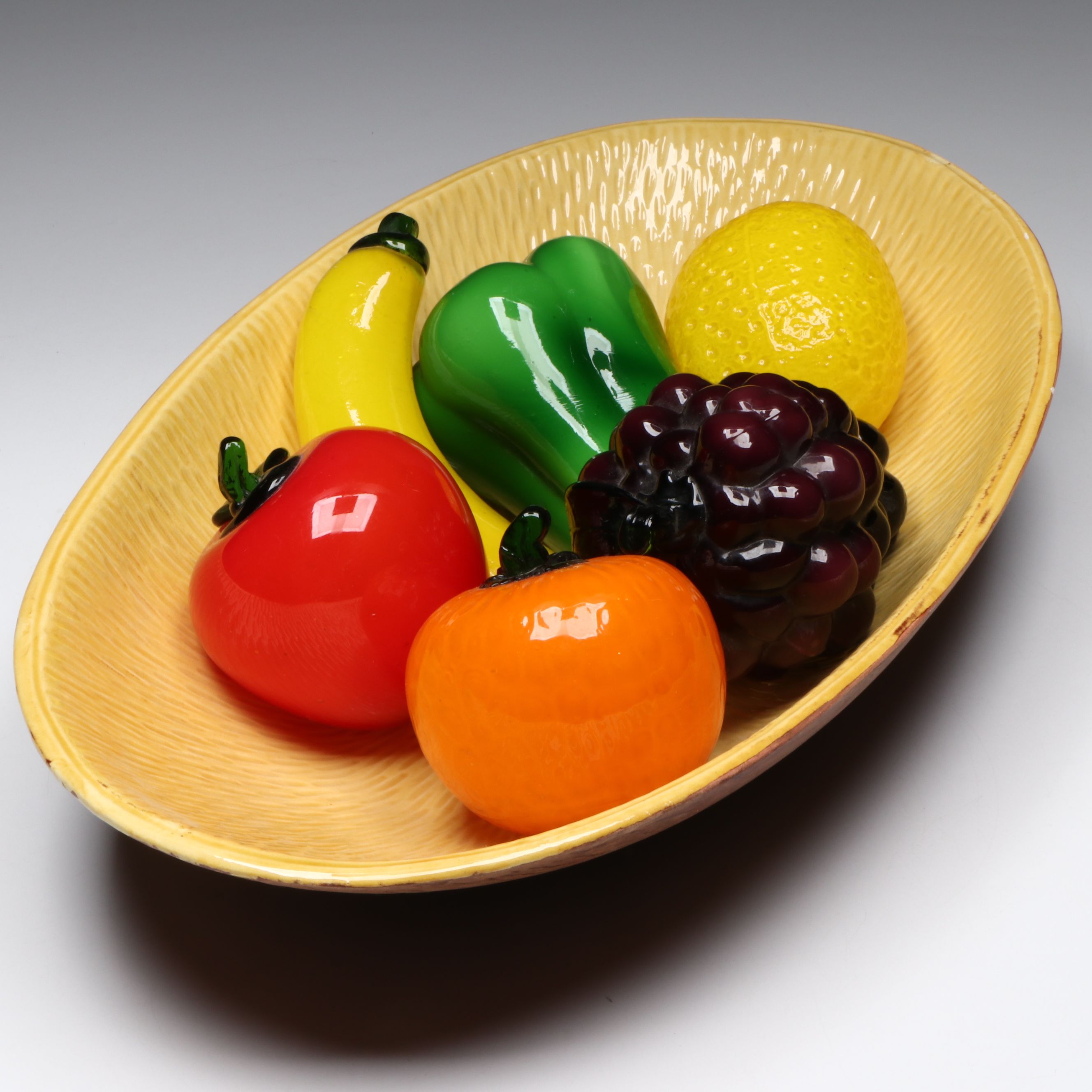 American Glass Bowl and Glass Fruit with Green Pepper