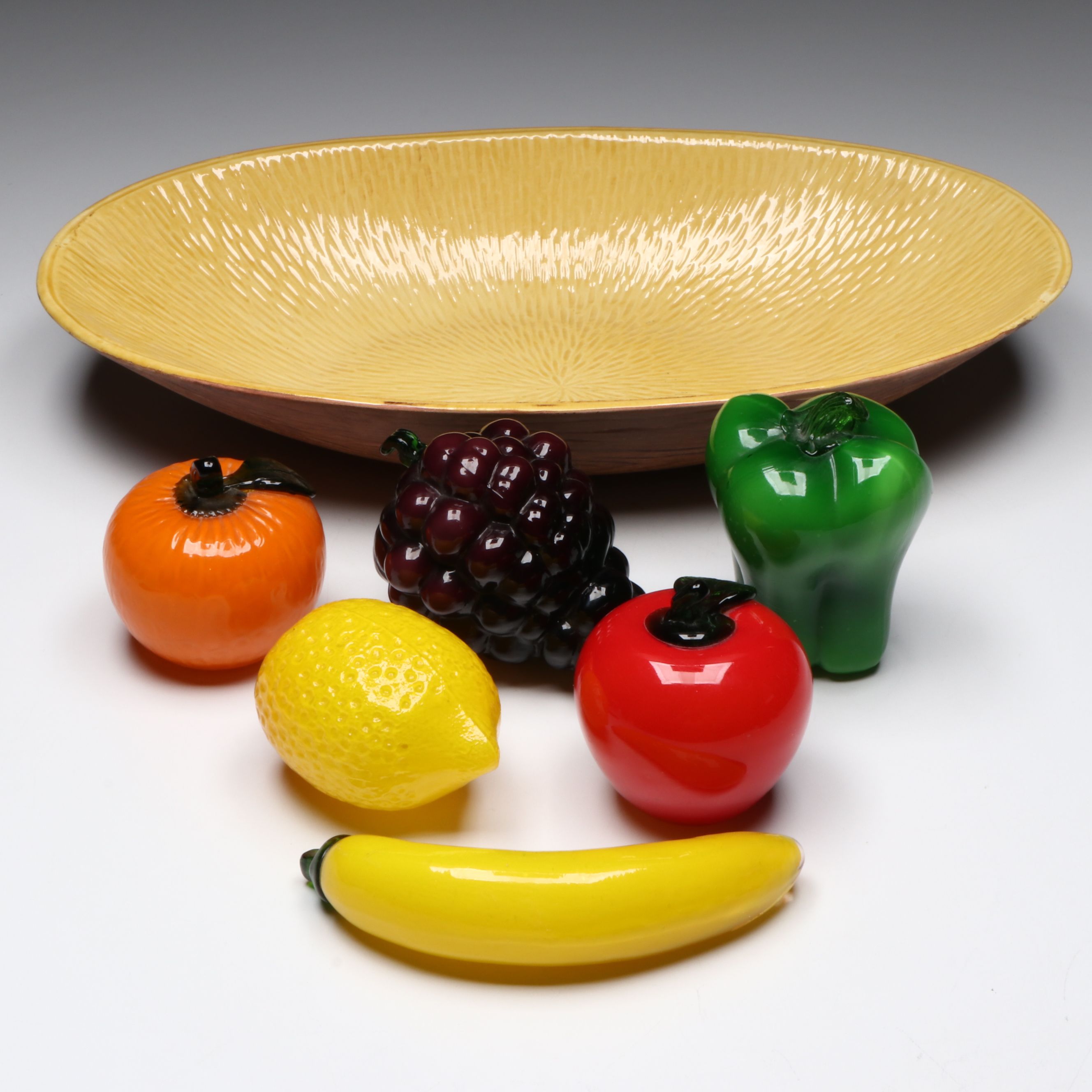 American Glass Bowl and Glass Fruit with Green Pepper