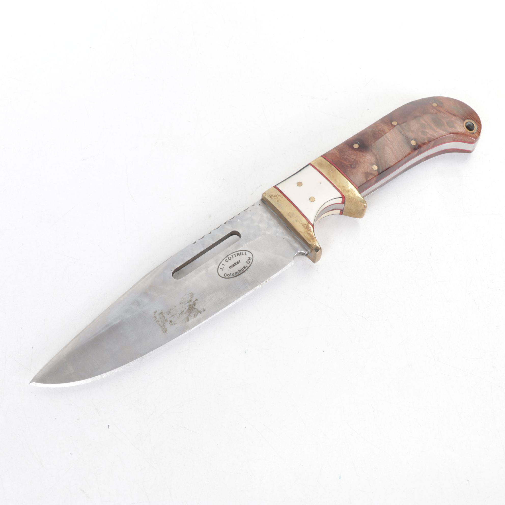 Two J.I. Cottrill Fixed Blade Knives with Wood Handles