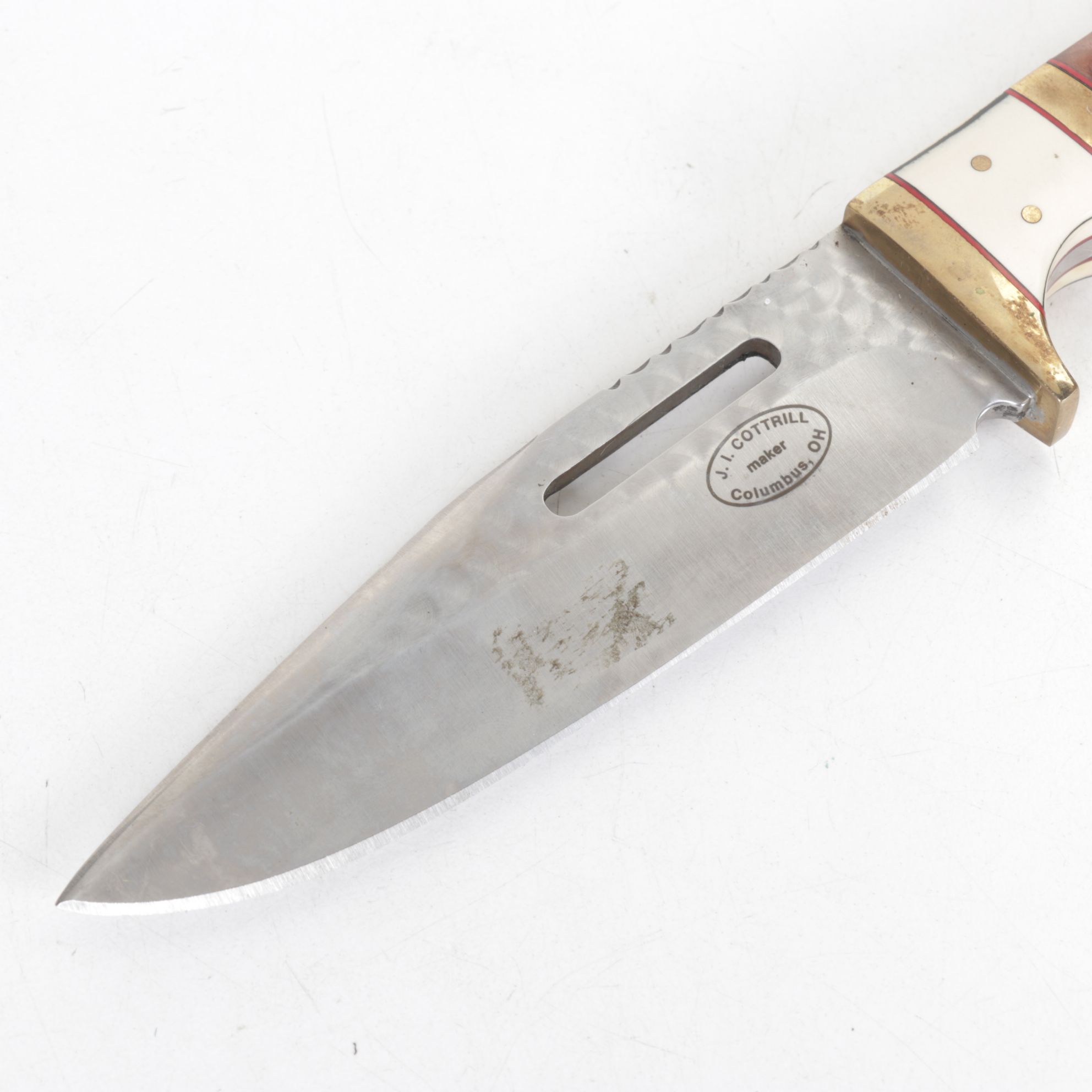 Two J.I. Cottrill Fixed Blade Knives with Wood Handles