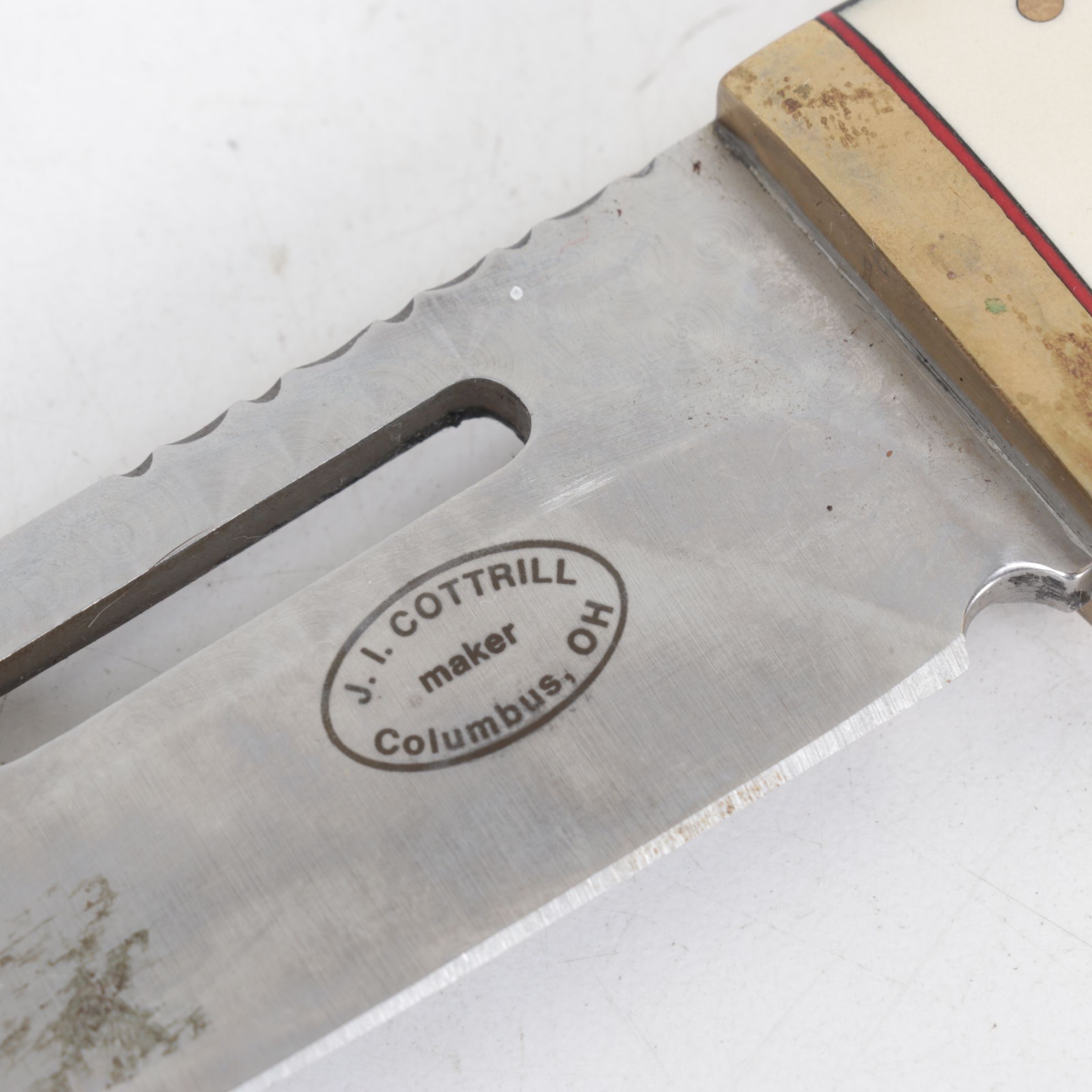 Two J.I. Cottrill Fixed Blade Knives with Wood Handles