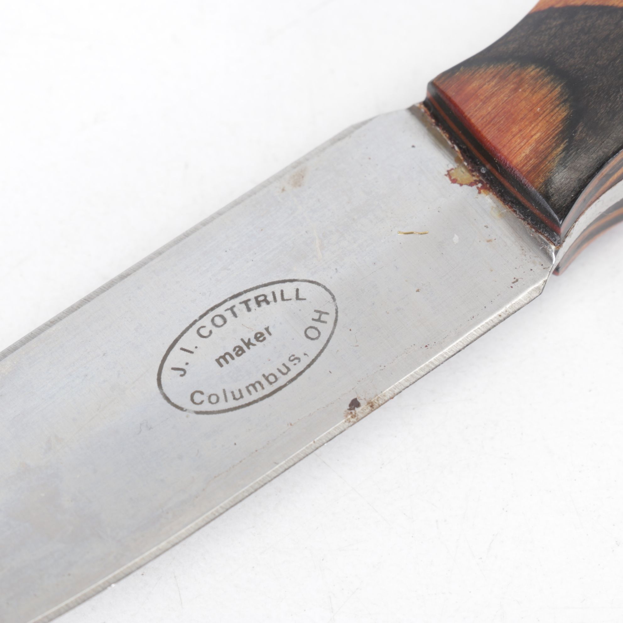 Two J.I. Cottrill Fixed Blade Knives with Wood Handles