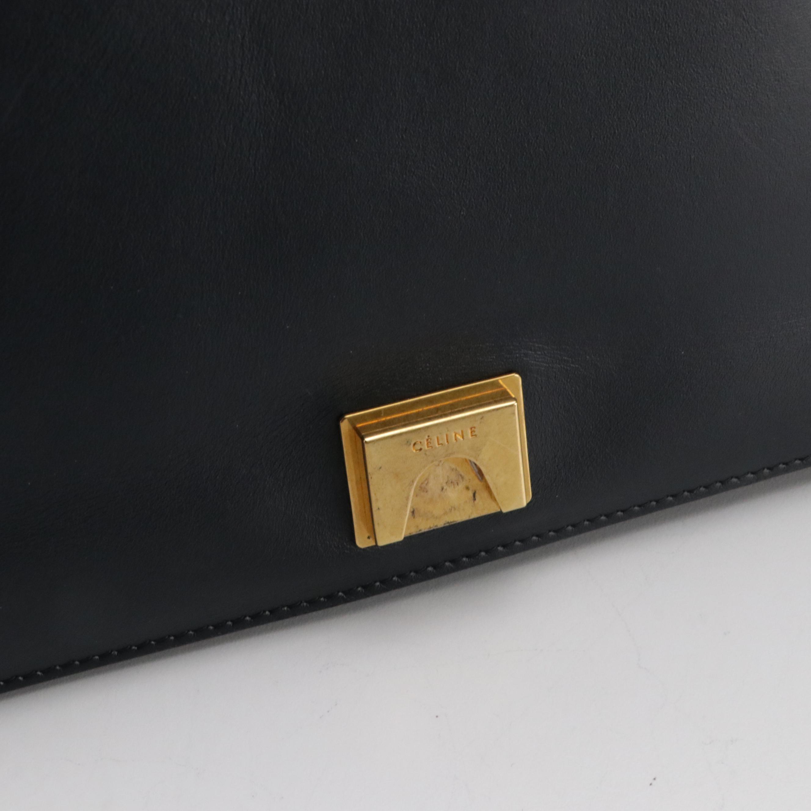 Céline Medium Frame Shoulder Bag in Navy Blue and Red Calfskin Leather