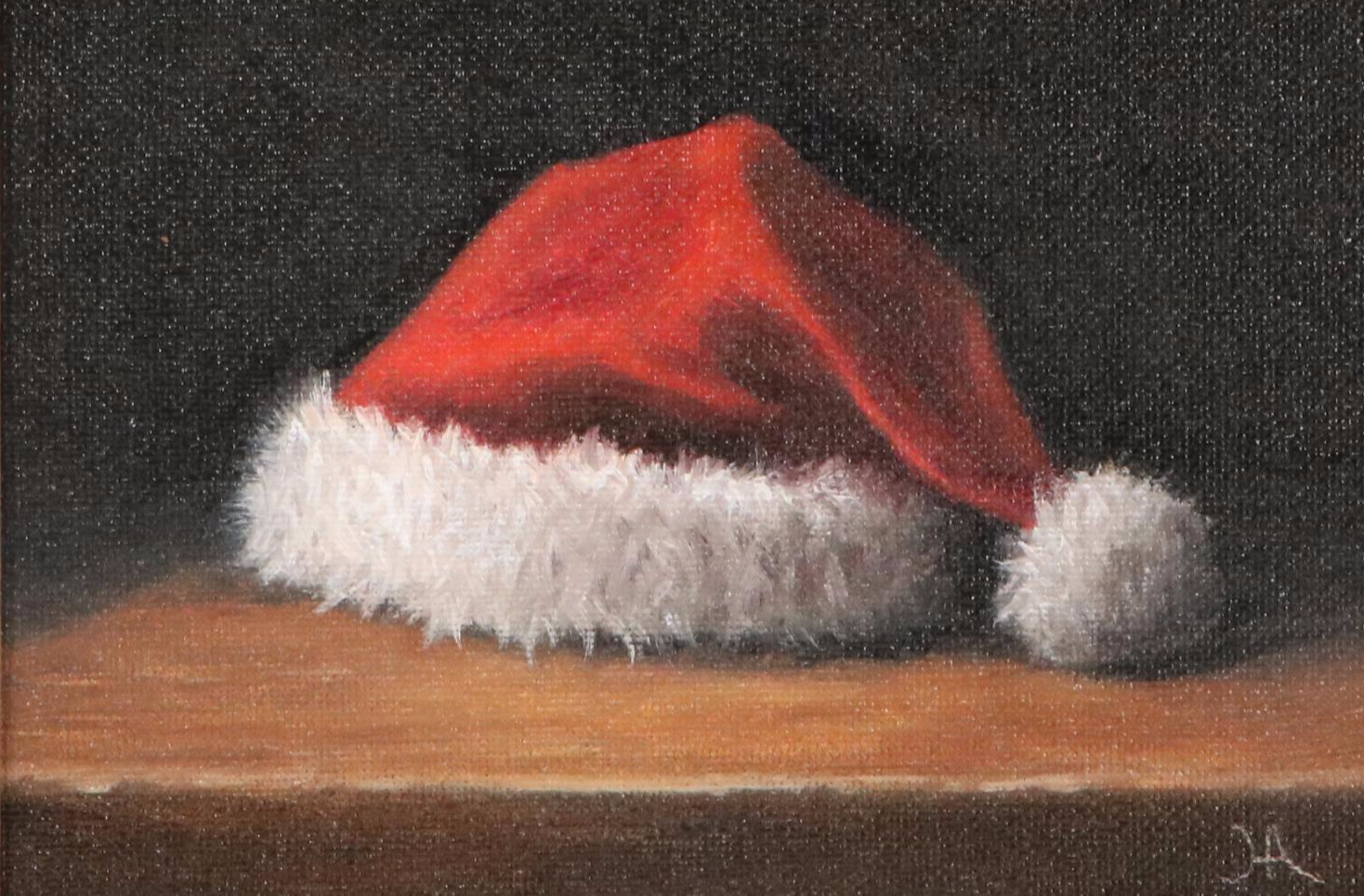 Houra Alghizzi Still Life Oil Painting "Santa's Hat," 2025
