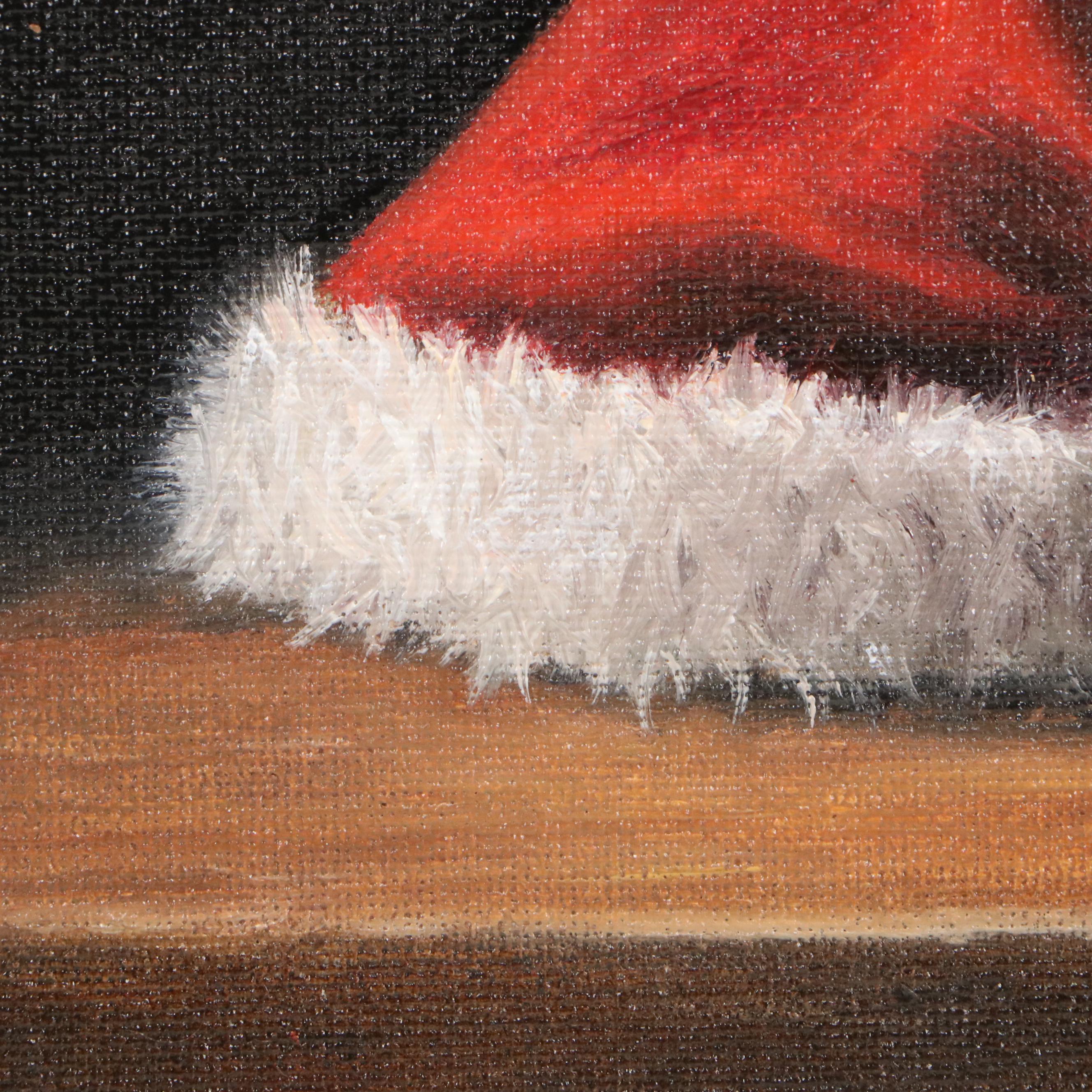 Houra Alghizzi Still Life Oil Painting "Santa's Hat," 2025