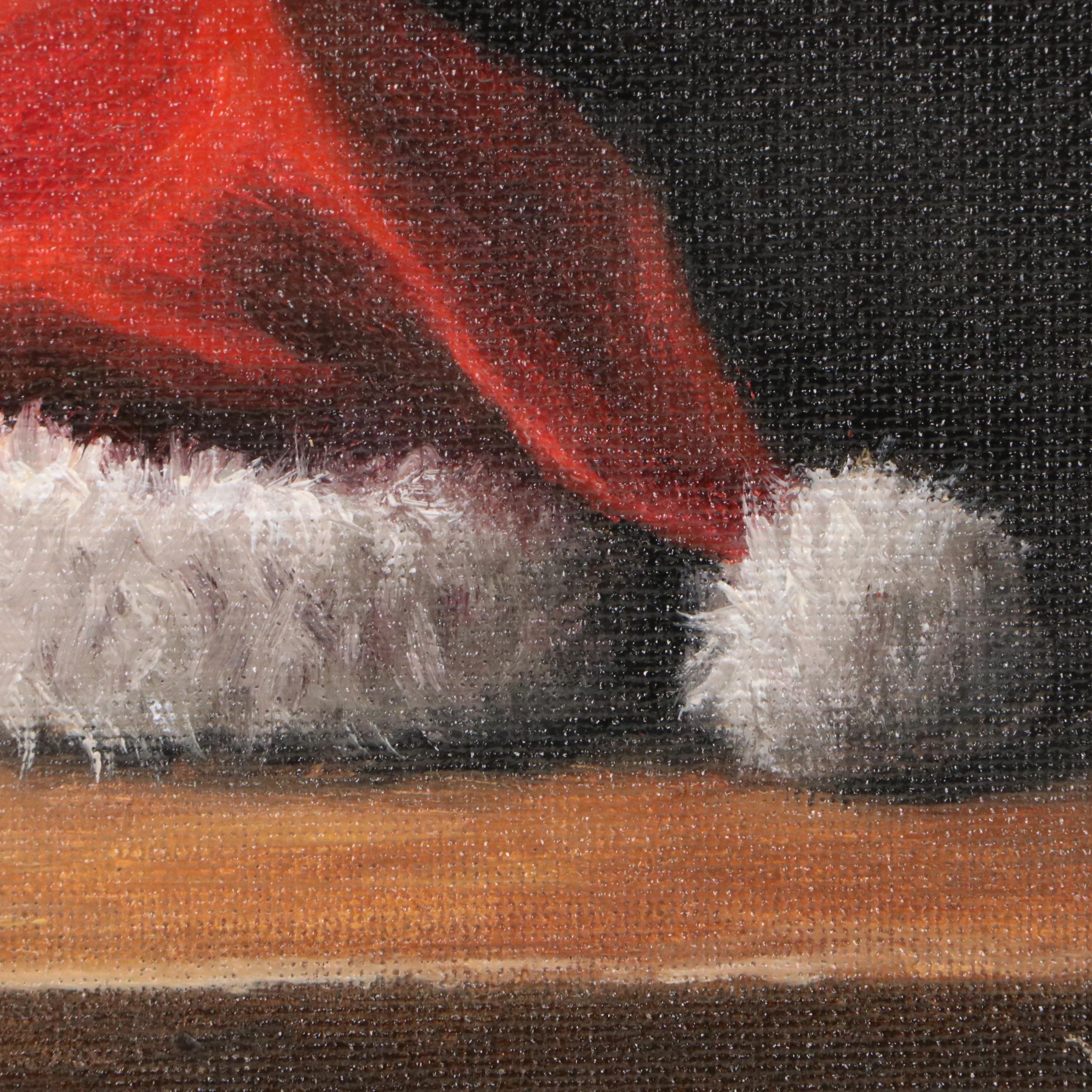 Houra Alghizzi Still Life Oil Painting "Santa's Hat," 2025