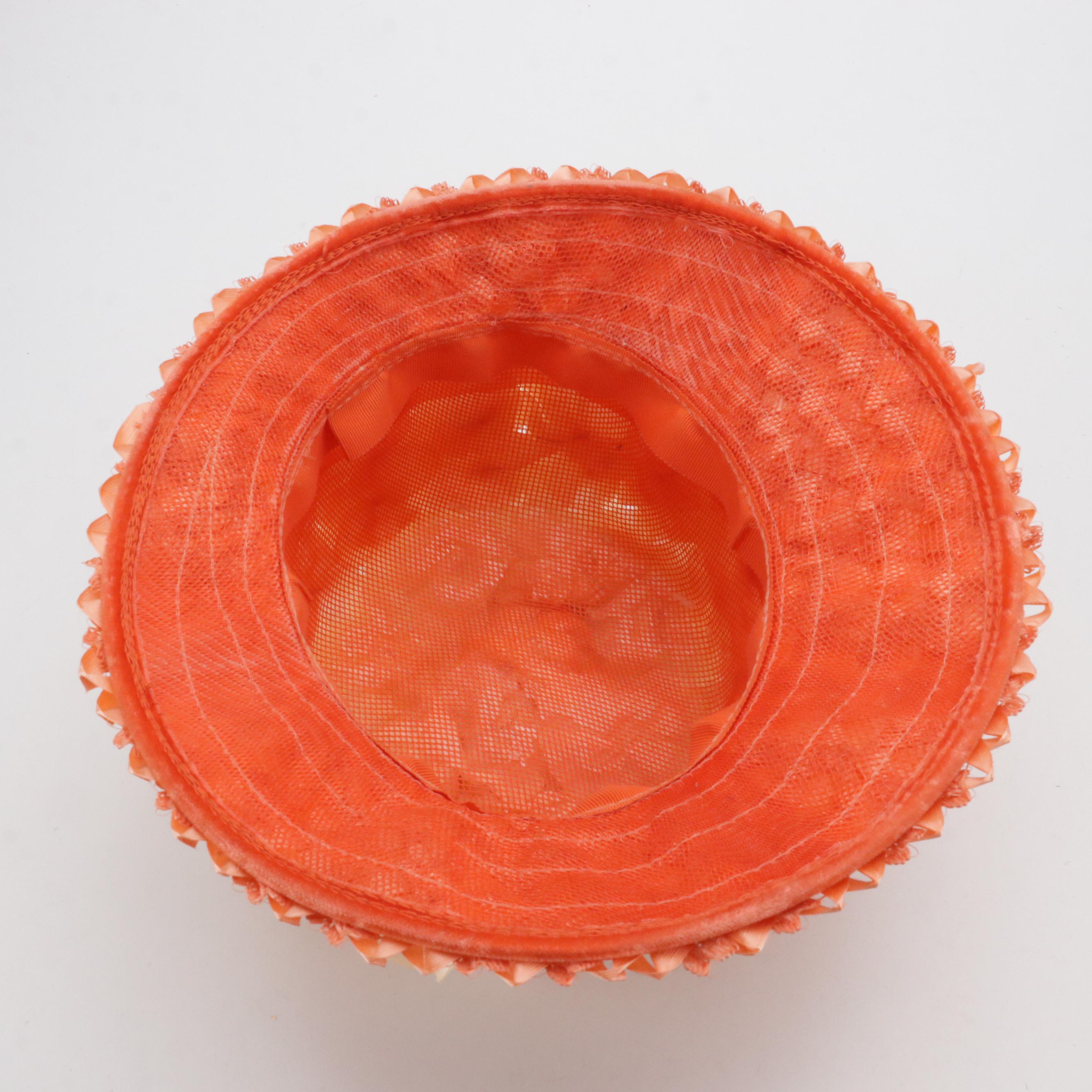 Vintage Coral and Peach Floral Hats with Shillito's Hat Box