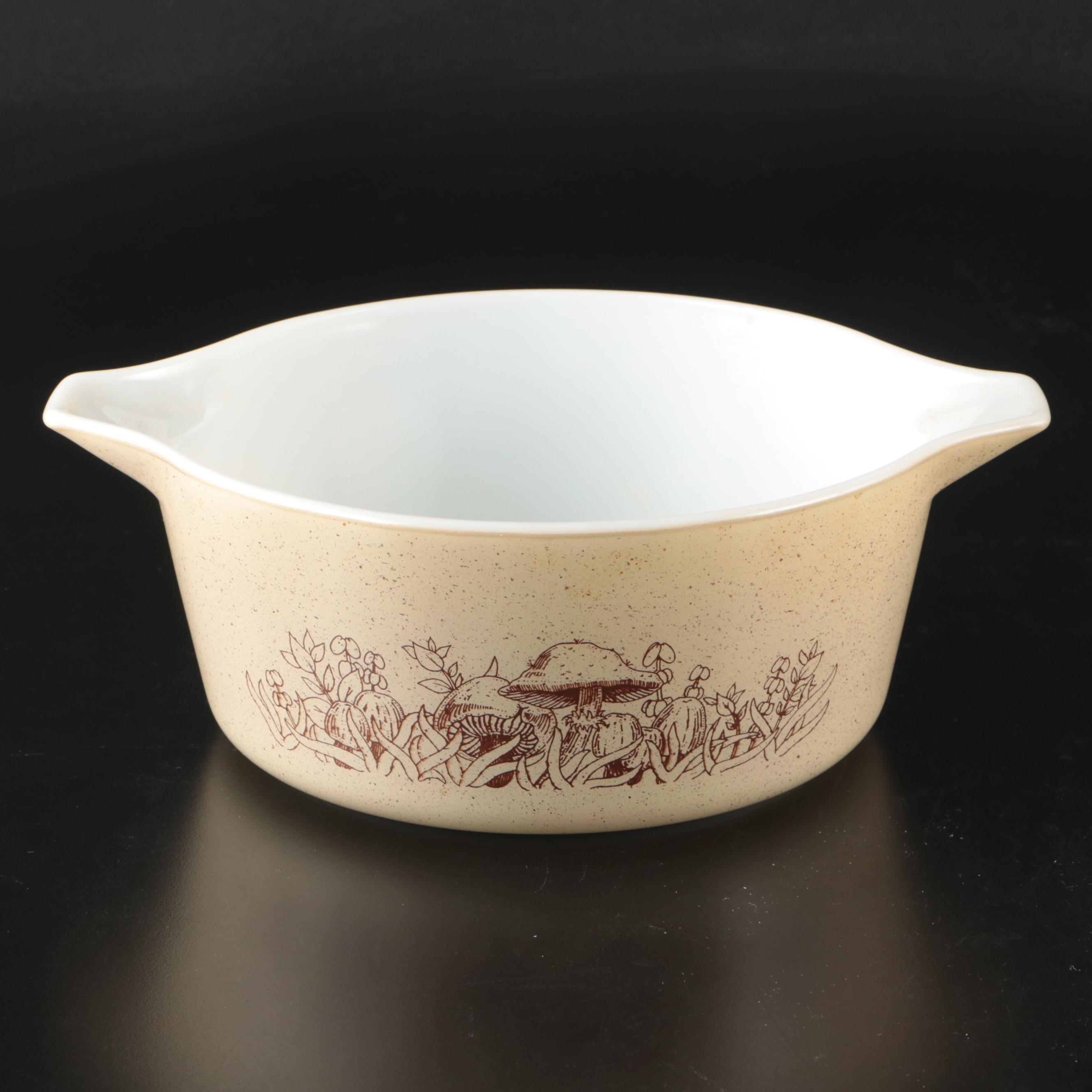 Pyrex "Forest Fancies" and "Golden Acorn" Glass Casserole Dishes